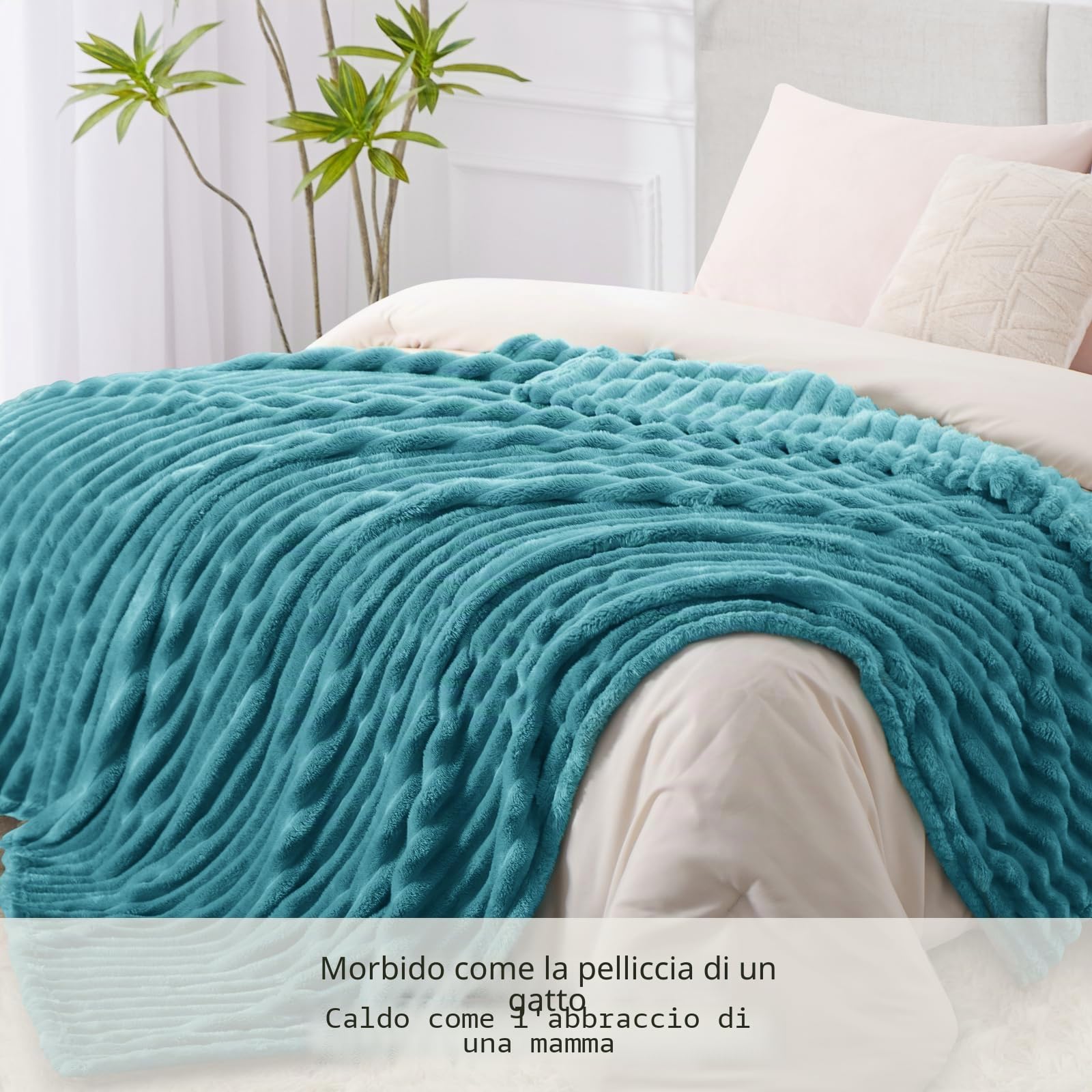 RUIKASI Coperta Plaid Pile Matrimoniale - Coperta Calda Invernale per Divano e Grande Letto Matrimoniale 220x240 cm Pile di Flanella Morbida, Fleece Blanket for Sofa and Couch, Verde Acqua