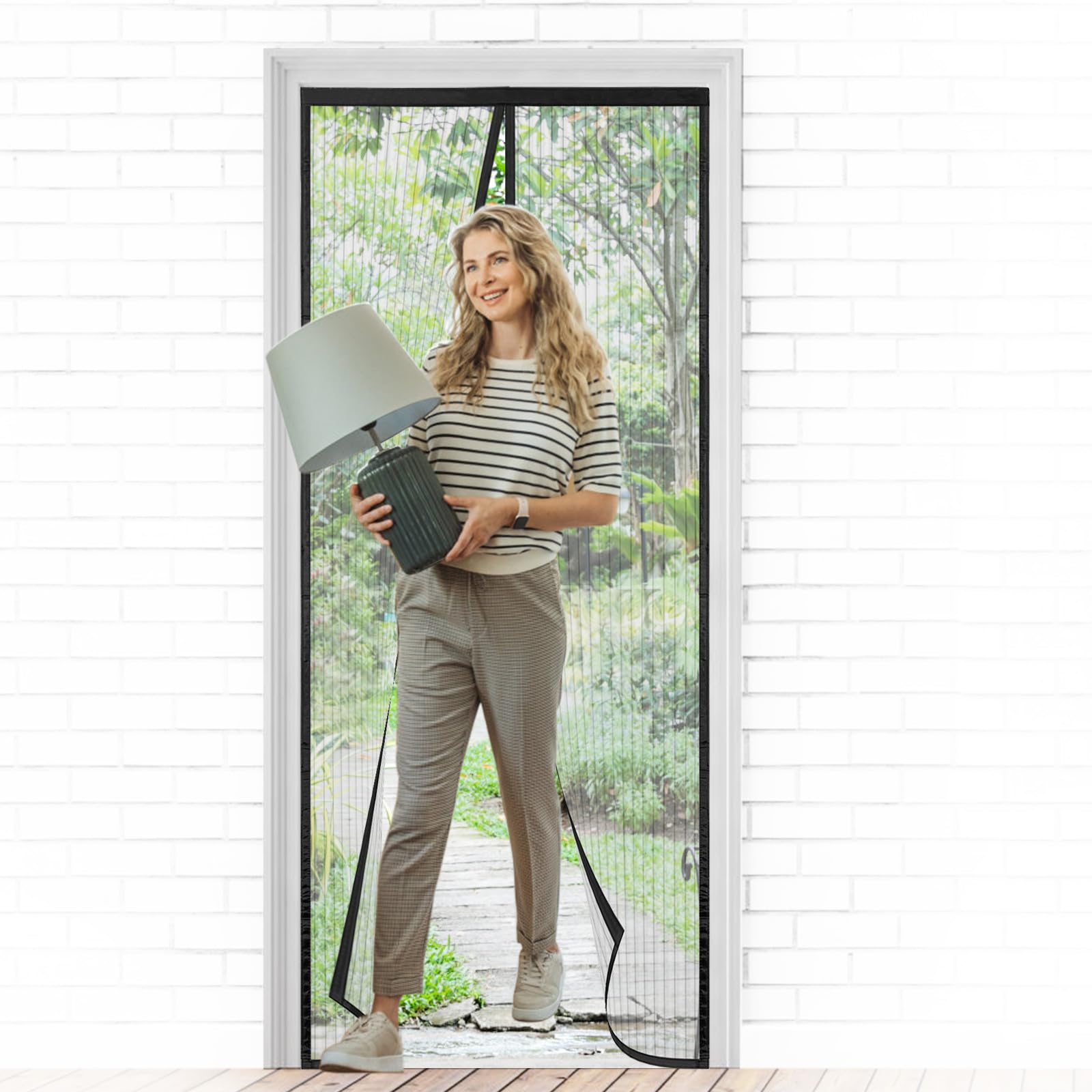 Zanzariera Magnetica Per Porte - 60x240 Cm, Apertura Automatica, Con Barra Di Peso, Nero - Foto 7