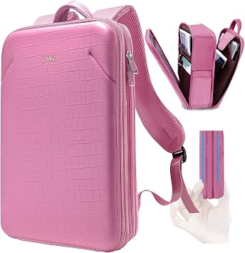 ZINZ Protective Laptop Backpack, Expandable Computer Bag Rucksack with Hard Leather Cover & 3 Compartments for 15 15.6 16 inch Notebooks, Ergonomic Shoulder Strap,P01K01