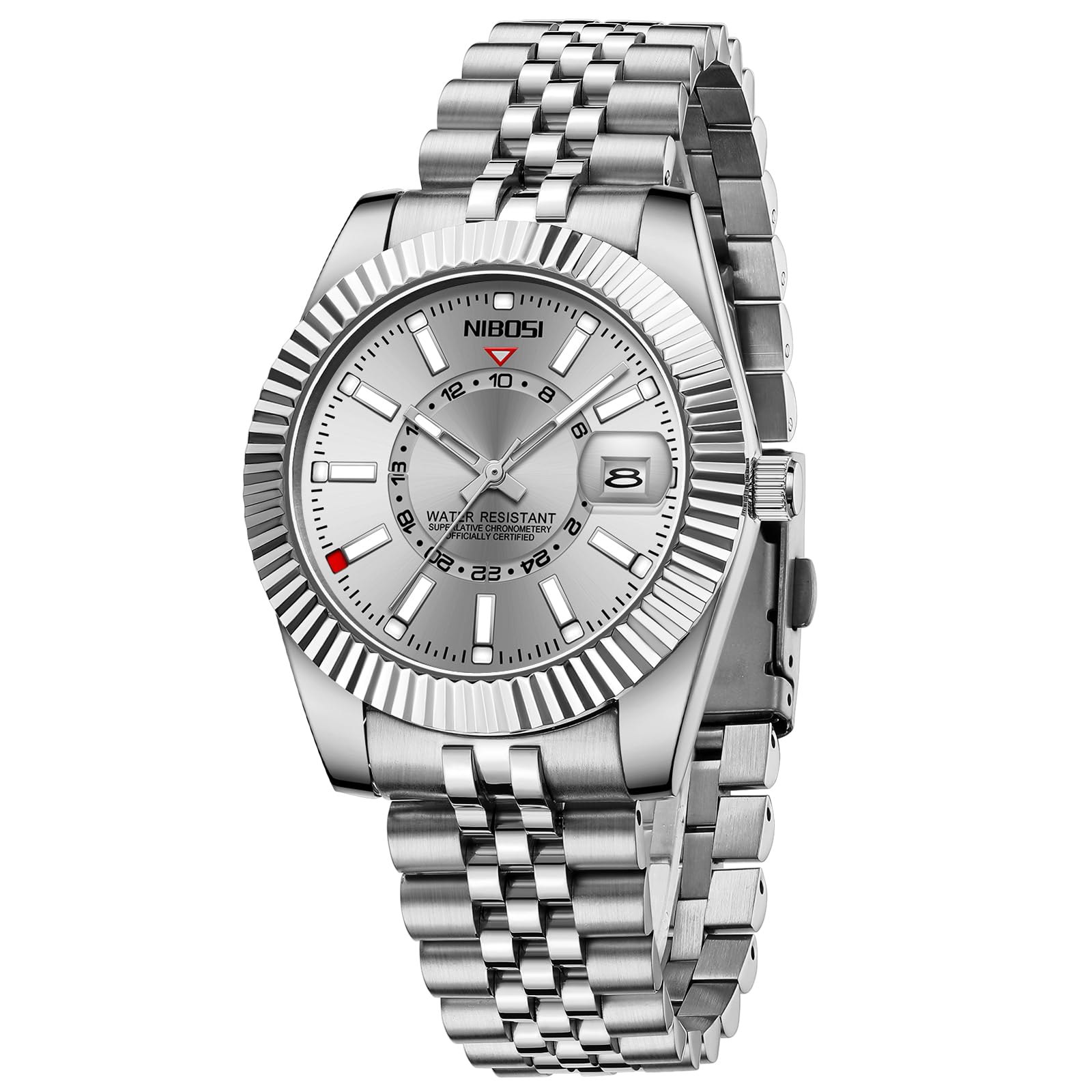 NIBOSI Orologio da polso da uomo, stile business dress, analogico al quarzo, lussuoso, impermeabile, datario, cinturino in acciaio inox, classico e alla moda