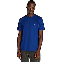 Tommy Hilfiger Uomo T-Shirt Maniche Corte Seasonal Solid Tee con Scollo Rotondo, Blu (Wedge Blue), S
