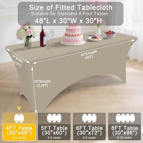 Miniatura 171 de Smiry Paquete de 2 manteles de elastano de 6 pies, elásticos ajustables, lavables y sin arrugas, rectangulares para mesa de patio, para exteriores,