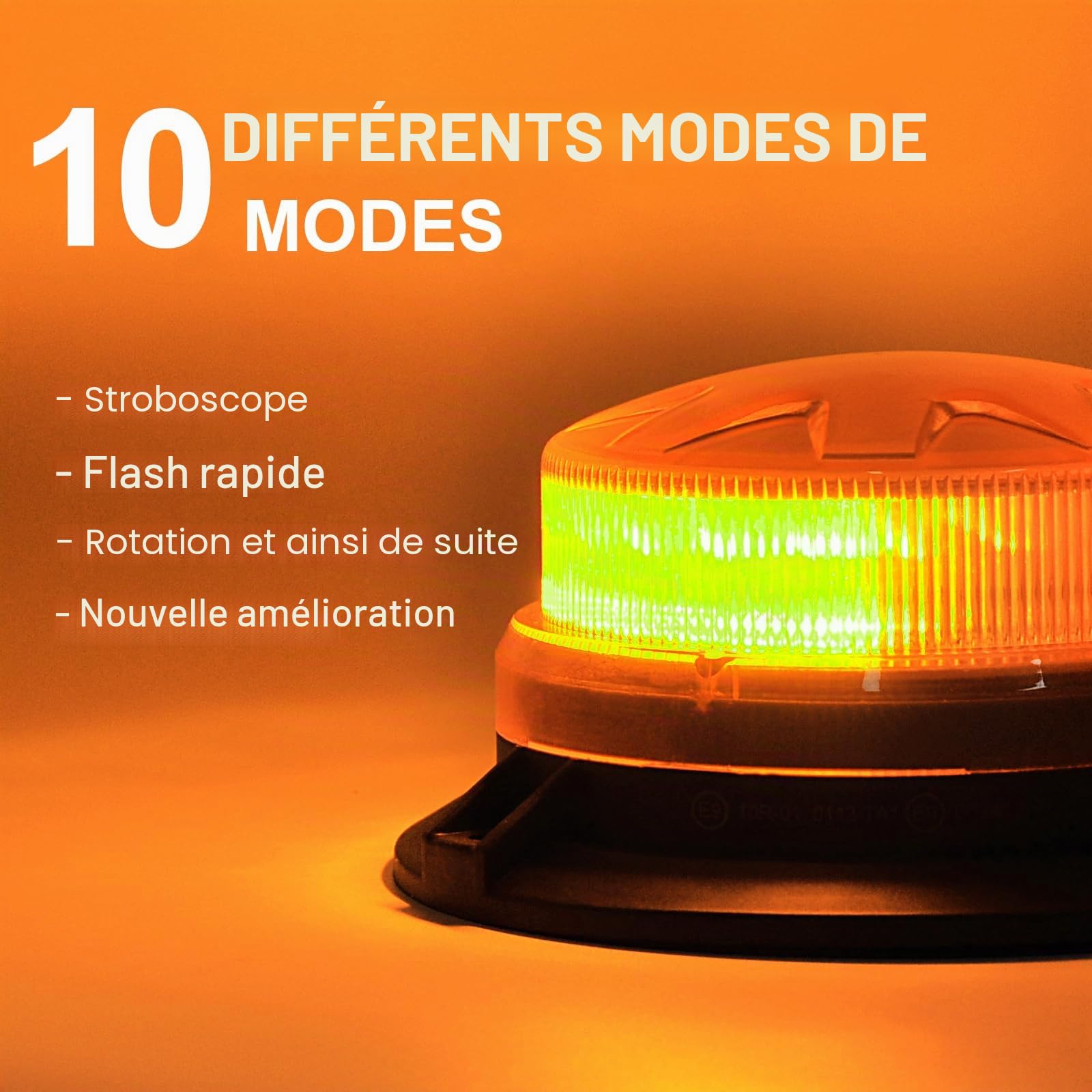 AnTom Gyrophare led Magnetique Orange LED, 12V-24V Jaune LED Avertissement et 3 Meters cordons pour chariot élévateur de véhicule Tracteur de golf UTV Car Bus-Nouvelle…