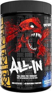 MUTANT ALL-IN Pre-Workout Powder High Stimulant Energy and Focus Support Formula with Creatine Monohydrate and Beta-Alanine 500 g 40 Servings (Blue Raspberry)