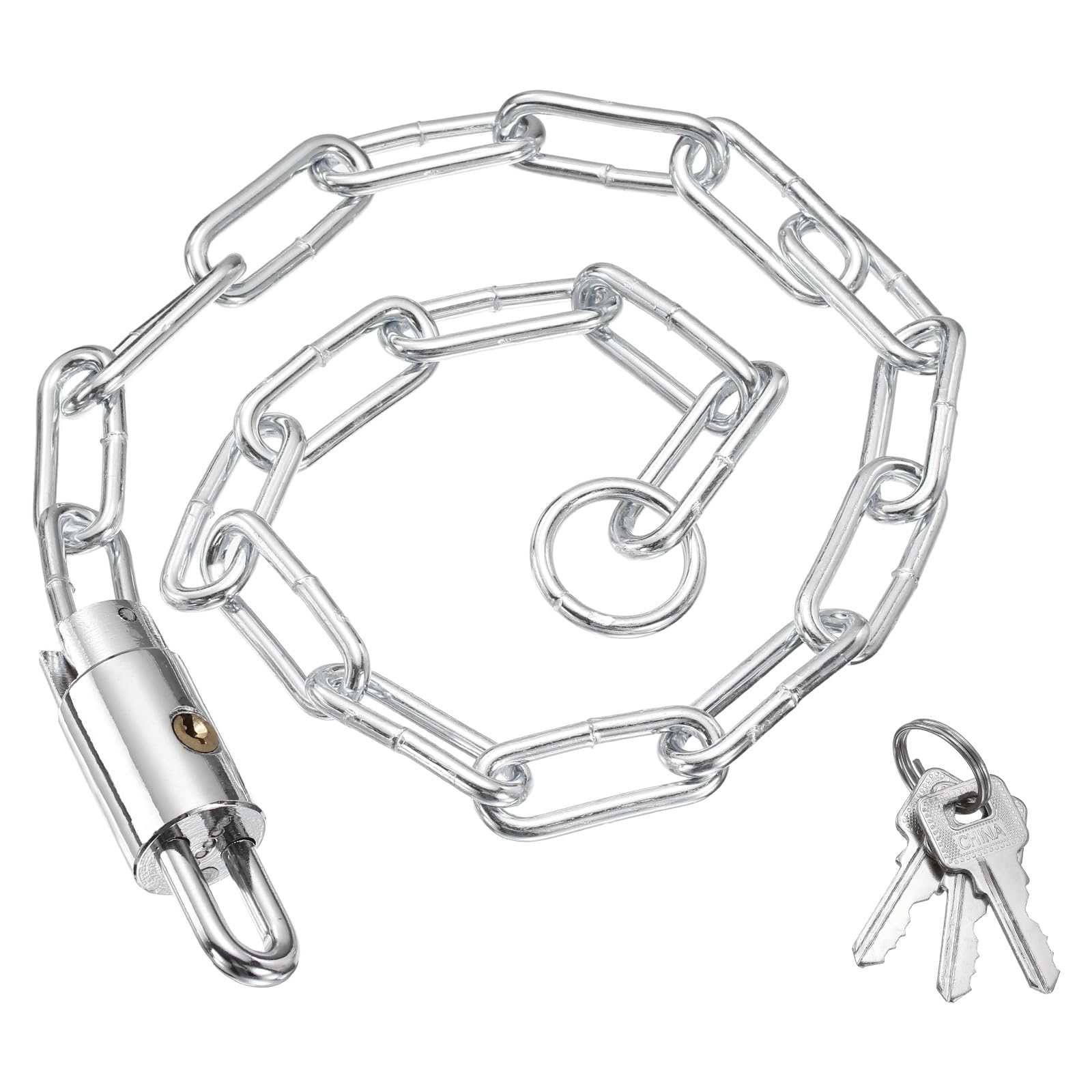 PATIKIL Bike Chain Lock, (87 cm, Silver) (1 Pcs), Manganese Steel Anti-Theft Bicycle Round Chain Lock with Keys, Suit for - Bike/Motorcycle/Scooter/Truck