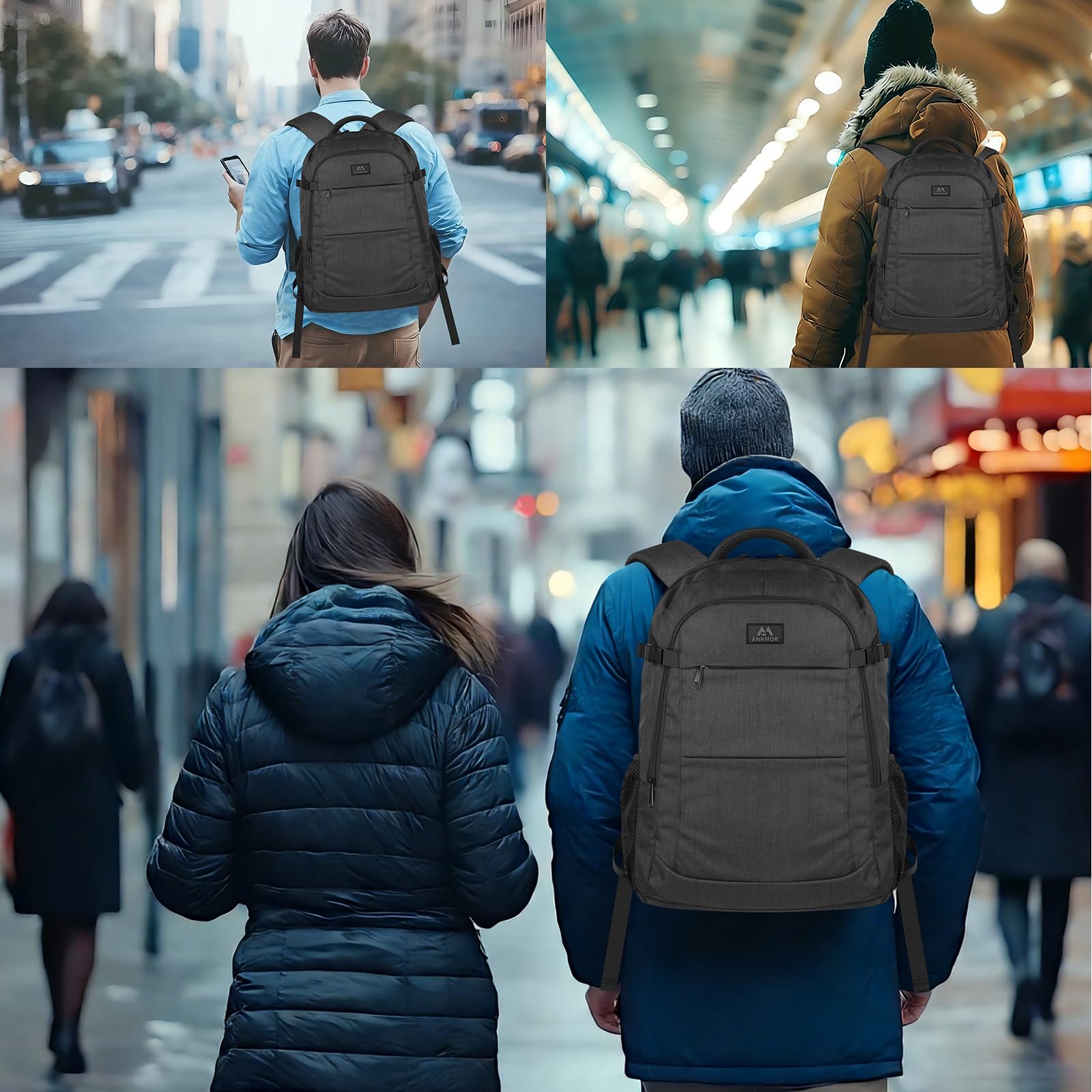 Sac à Dos Ordinateur 17,3 Pouces Homme, Sac PC Grande Capacité 35L Imperméable avec Port USB, Sac à Dos Antivol pour Travail, Université et Voyage Cabine