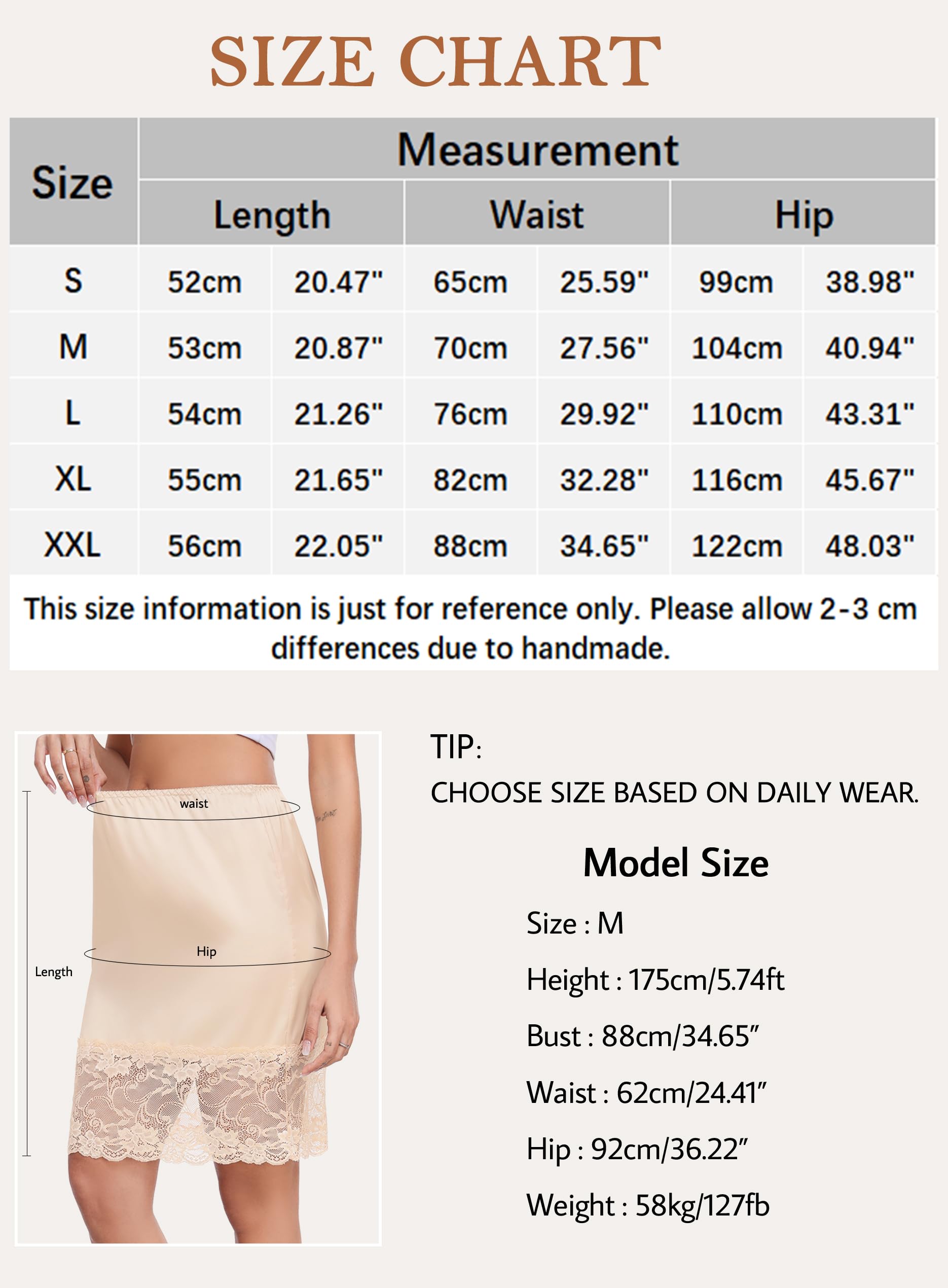 Lovasy Satin Unterrock Damen Kurz Knielang Halbrock Petticoat Elegantes Spitzen Unterröcke für Damen Underskirt Unter Kleid,S-XXL