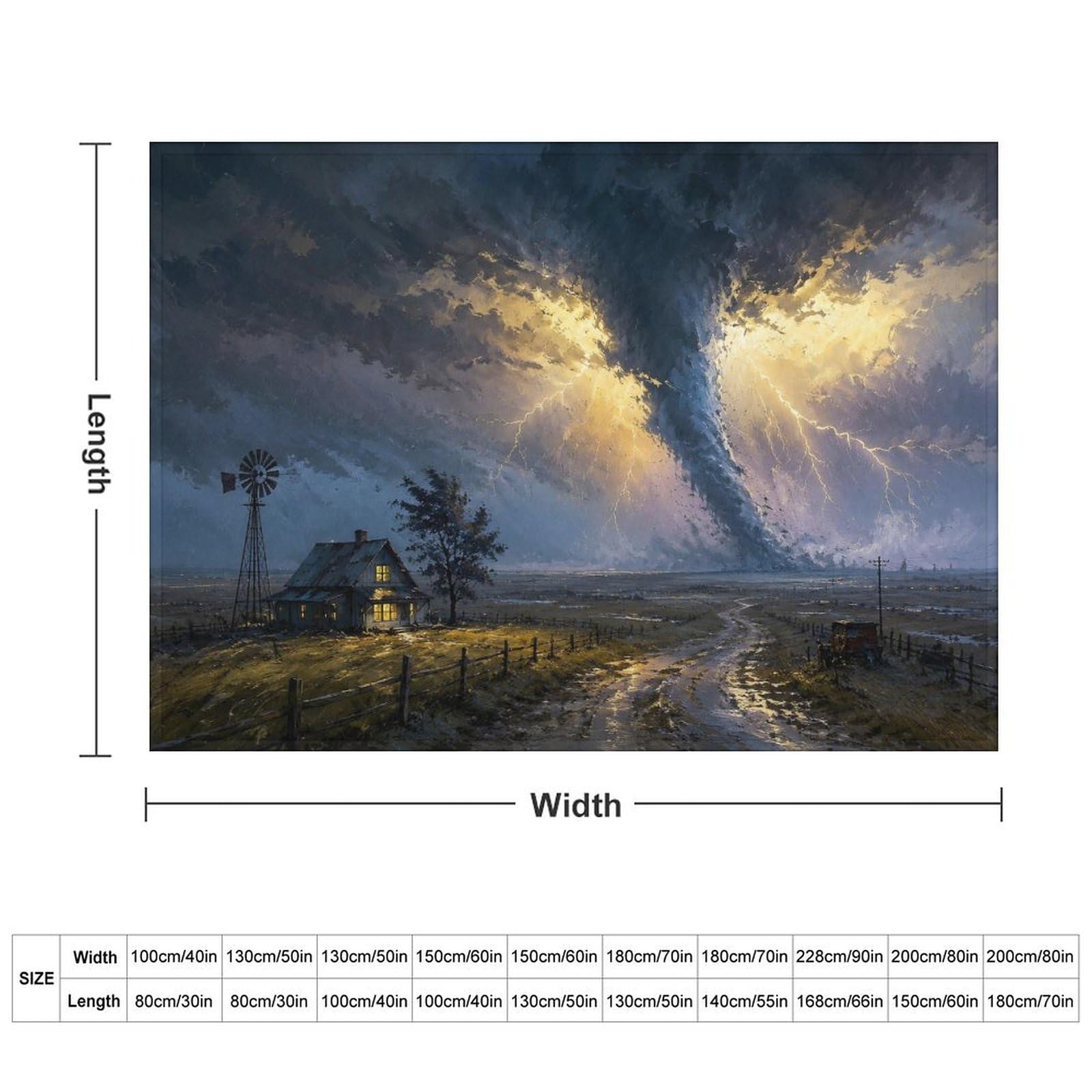 Dramatic Tornado Cabin Landscape Painting Kuscheldecke für Zuhause