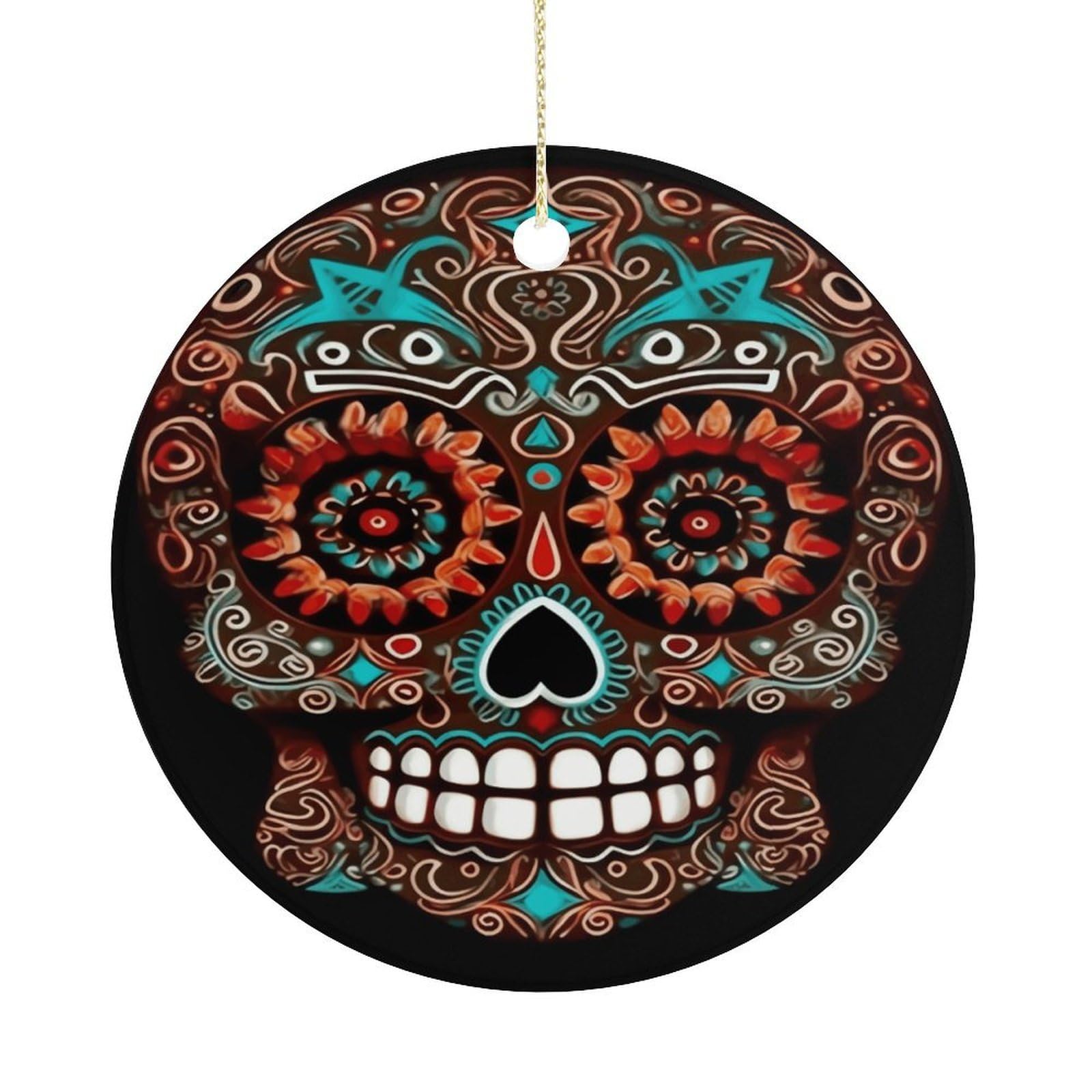 Adfgyerh Women's Style Sugar Skulls Day Of The Dead Hanging Ceramic Ornaments, Christmas Tree Decorations, Funny Home Decor Gifts For Sisters & Work Best Friends