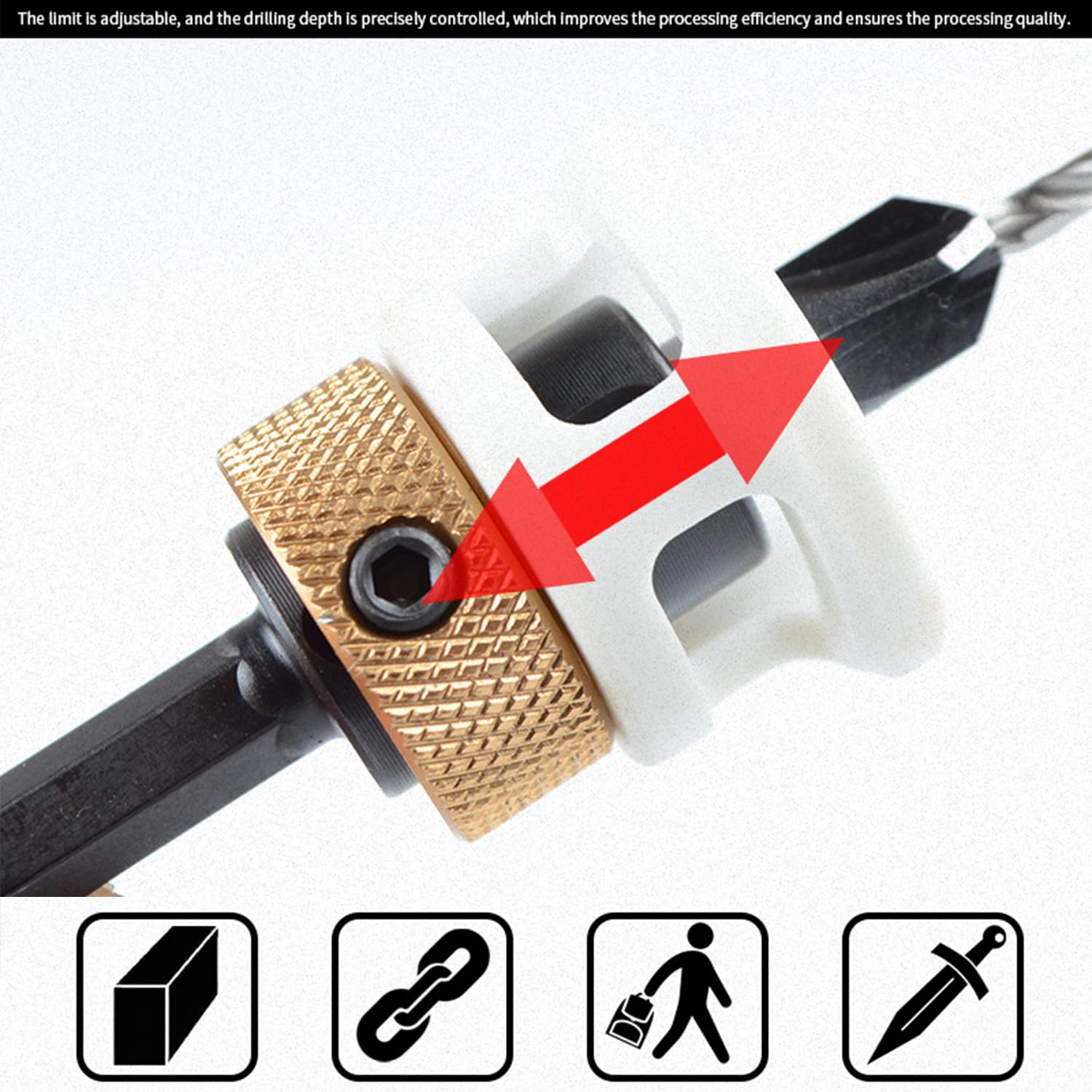 4-Piece Countersink Drill Bit Set, Countersink with Depth Stop, Countersink Wood Drill Bit with 1/4 Inch Hex Shank - Image 4