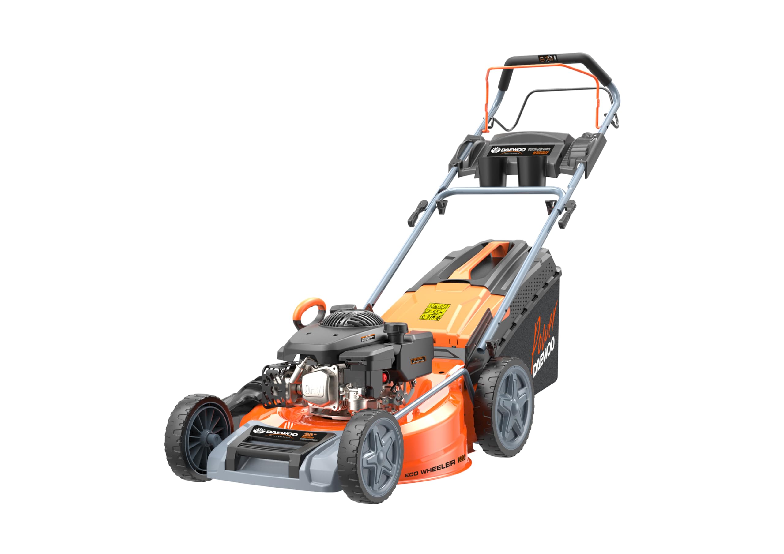 Daewoo Cortacésped Gasolina DLM5100SP – 173 CC, 3,3 kW (4,4 HP), Ancho Corte 508 mm, Autopropulsado, Bolsa 65 L, Altura Corte 25‑75 mm 700.156