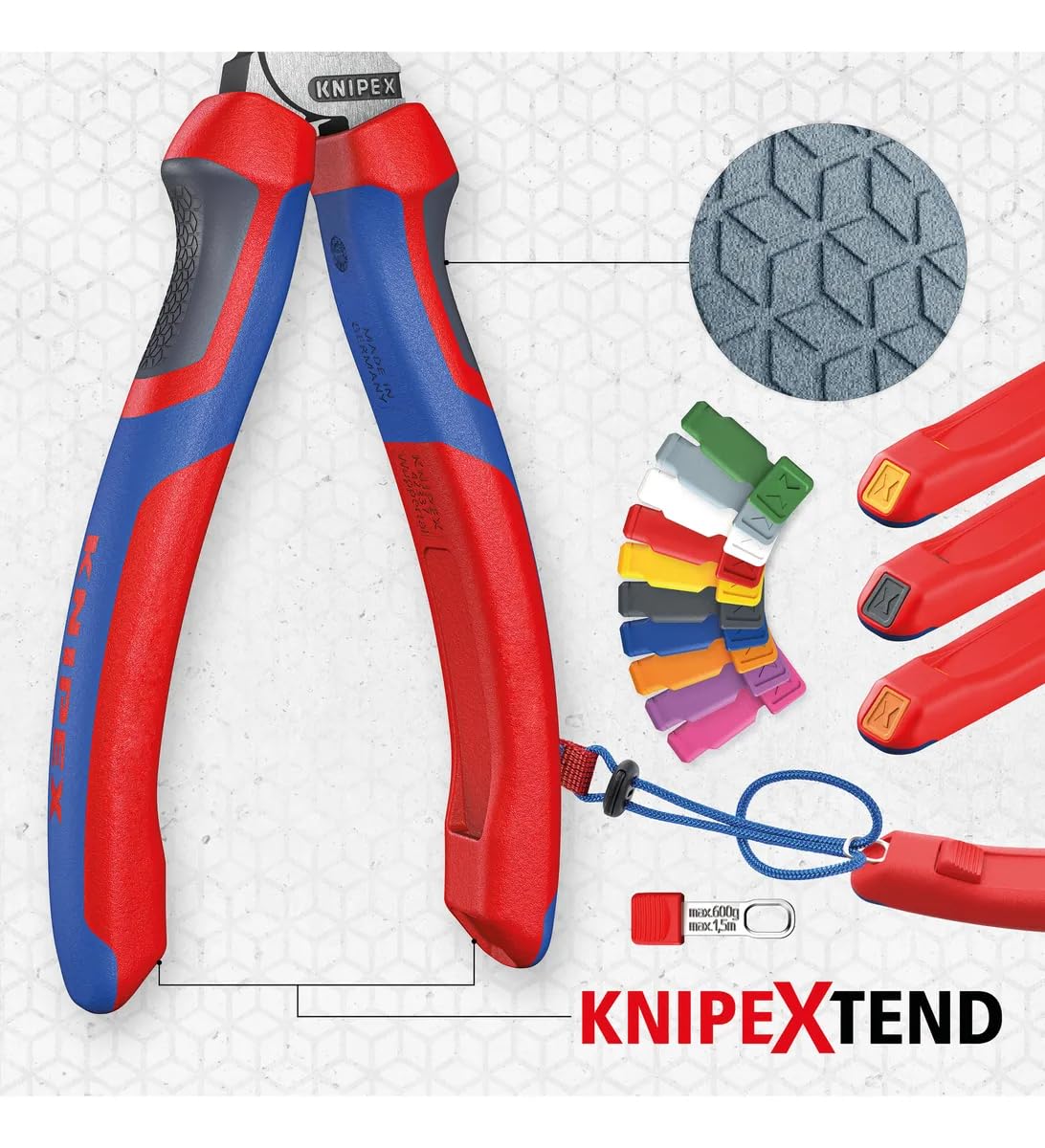 KNIPEX Alicate universal de fuerza "Lineman" modelo americano con cartulinas autoservicio con mangos confort 240 mm, 09 12 240 SB | Con asas Comfort de 240 mm