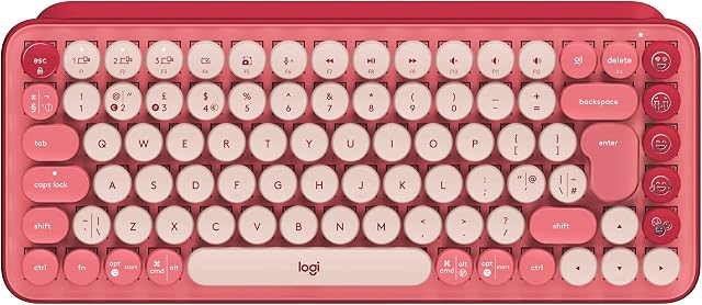 Logitech POP Keys Mechanical Wireless Keyboard with Adjustable Emoji Keys US QWERTY Layout - Heartbreaker
