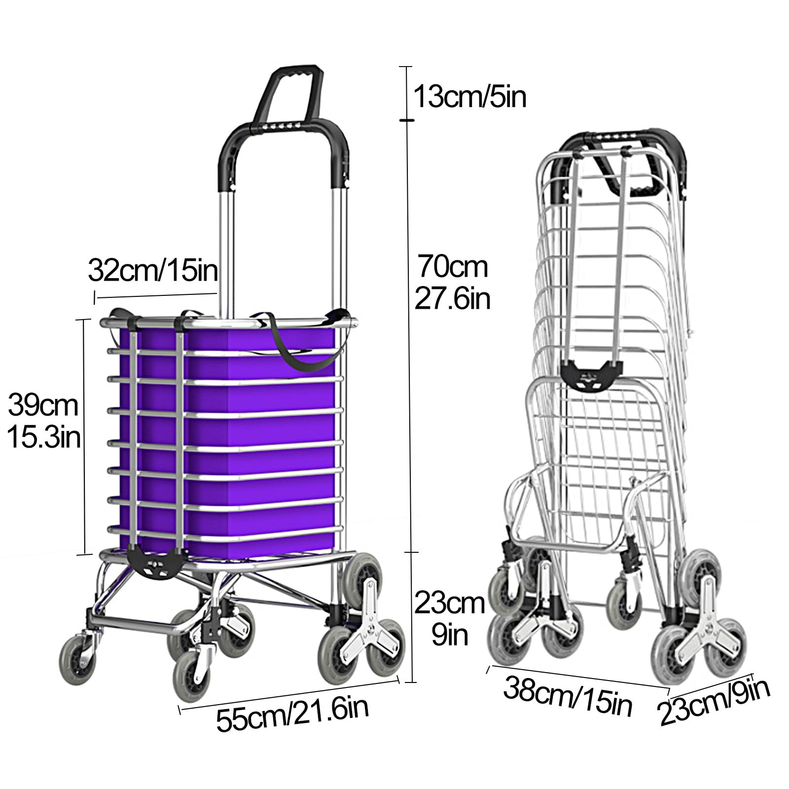 Carrello pieghevole portatile per salire le scale, leggero 2 in 1 carrello per generi alimentari, carrello a mano facile da manovrare