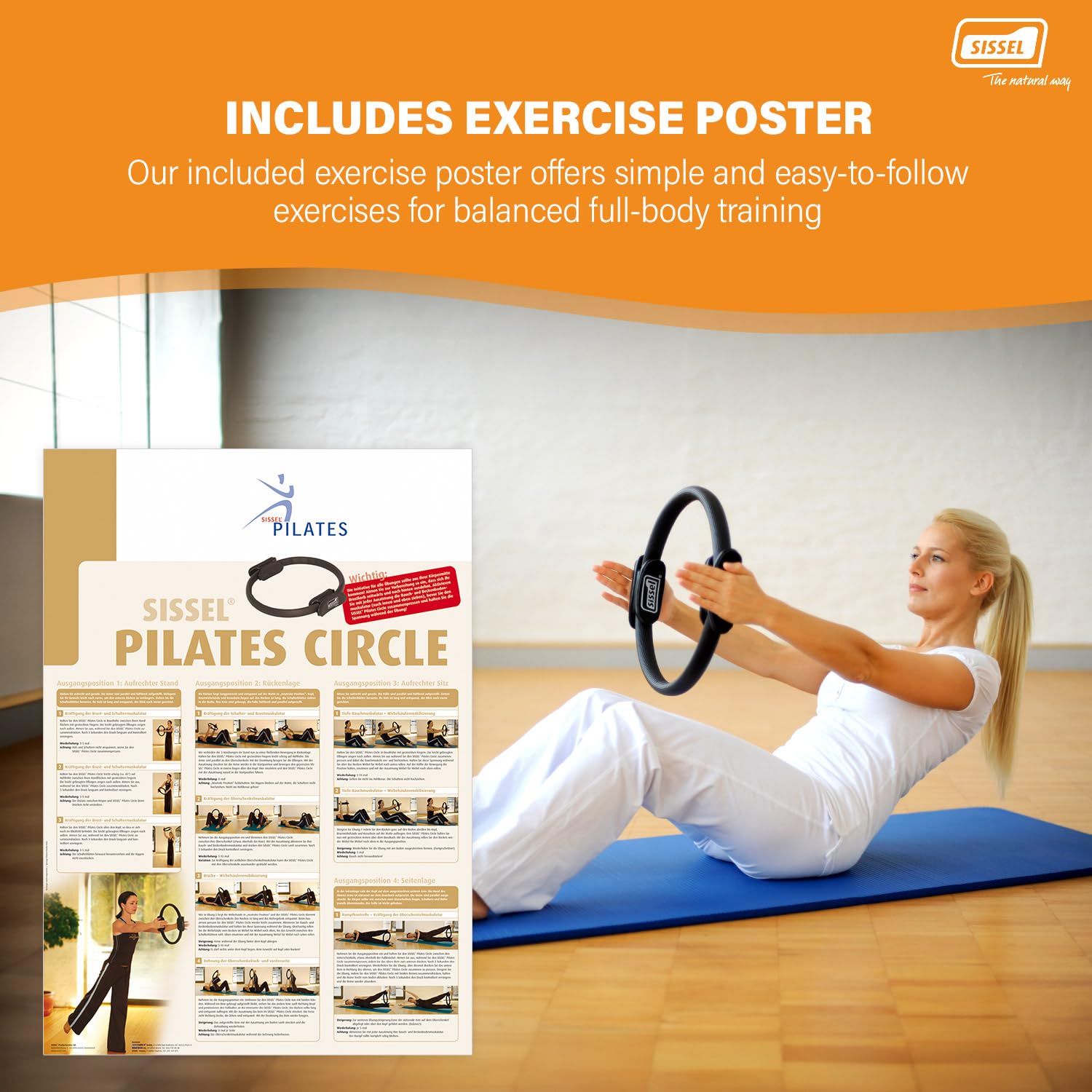 SISSEL Circle 34023, Attrezzo per Allenamento Pilates Unisex – Adulto, Nero, 38 x 41 x 4.5 cm