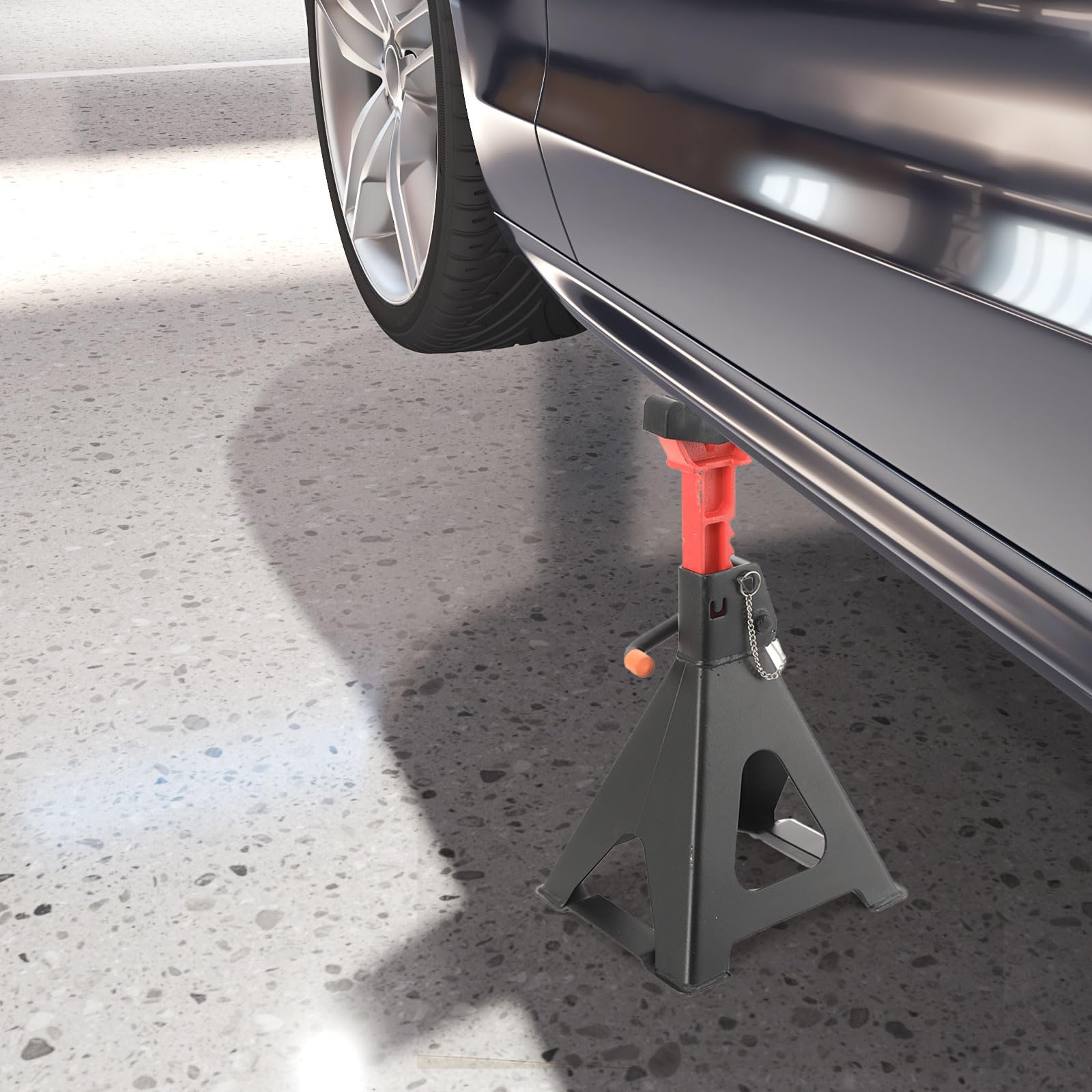 Lot de 2 chandelles d'essieu 6 T avec revêtement en caoutchouc - Hauteur de levage : 390-585 mm - Pour voiture, SUV et camionnettes - 6 tonnes