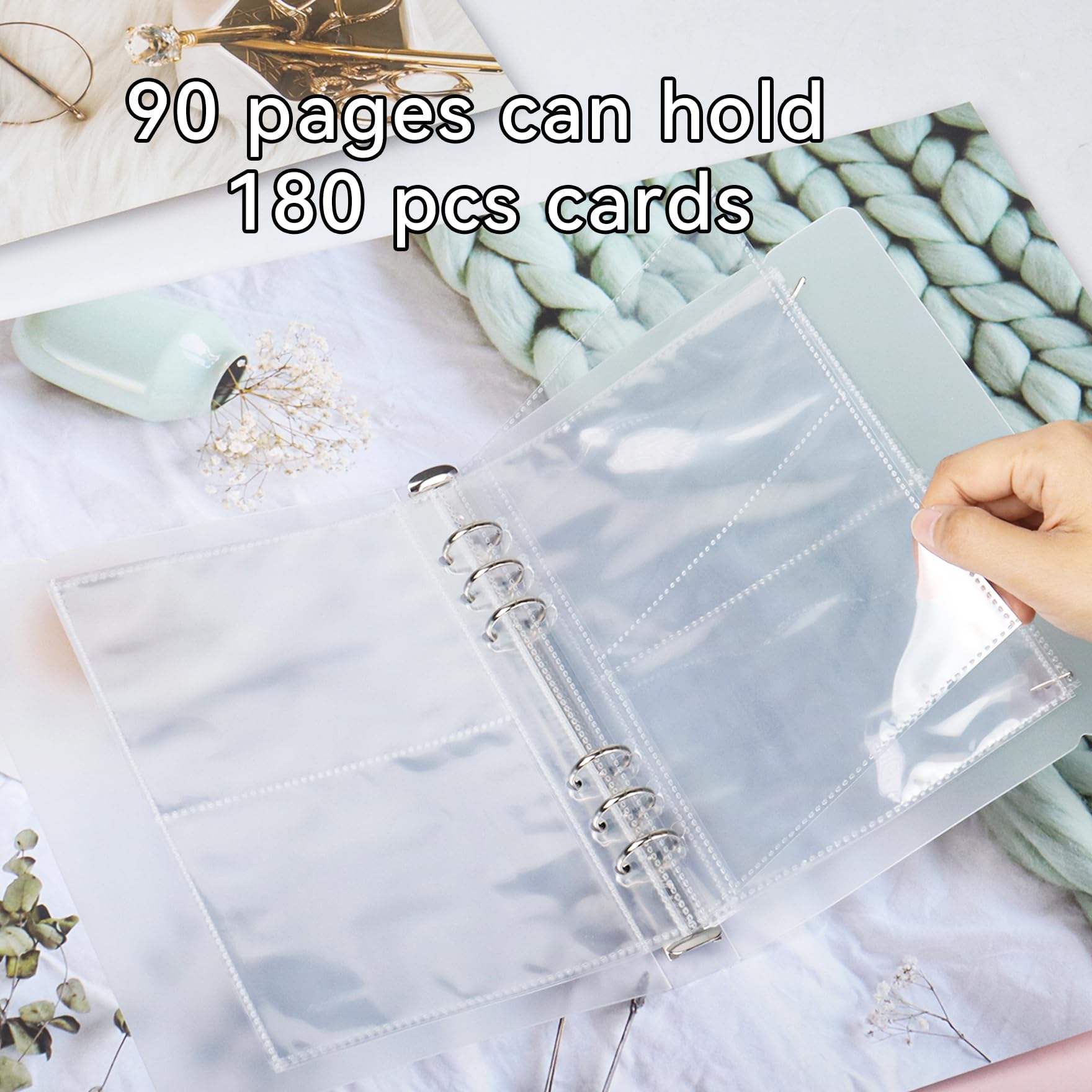 Klmnop 3×5 Index Card Binder Organizer, Clear Holder with 90 Page Hold 180 Cards for Note Cards, Flash Cards and Recipe Cards(Clear)