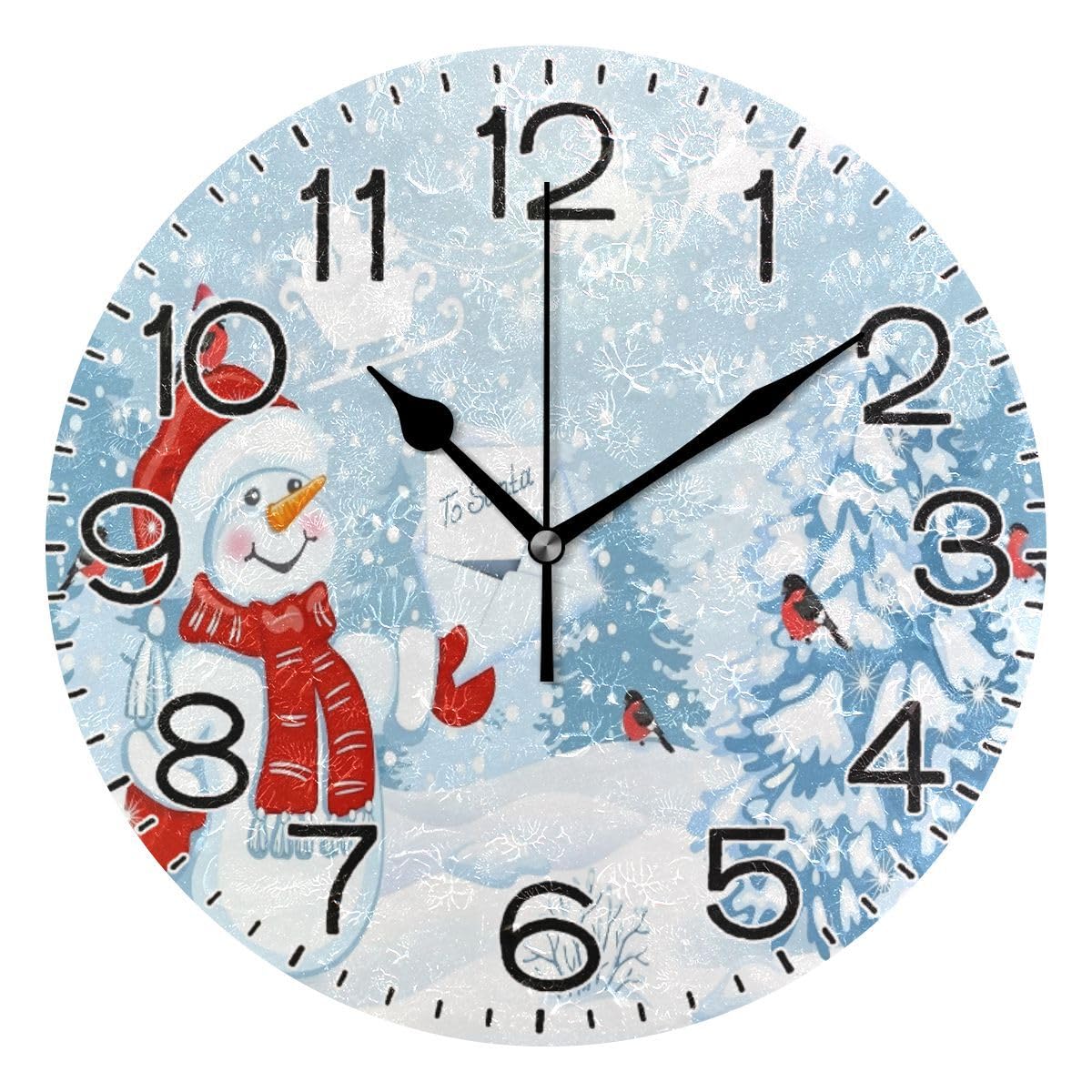 Horloge ronde de Noël sans tic-tac à piles pour une cuisine rétro