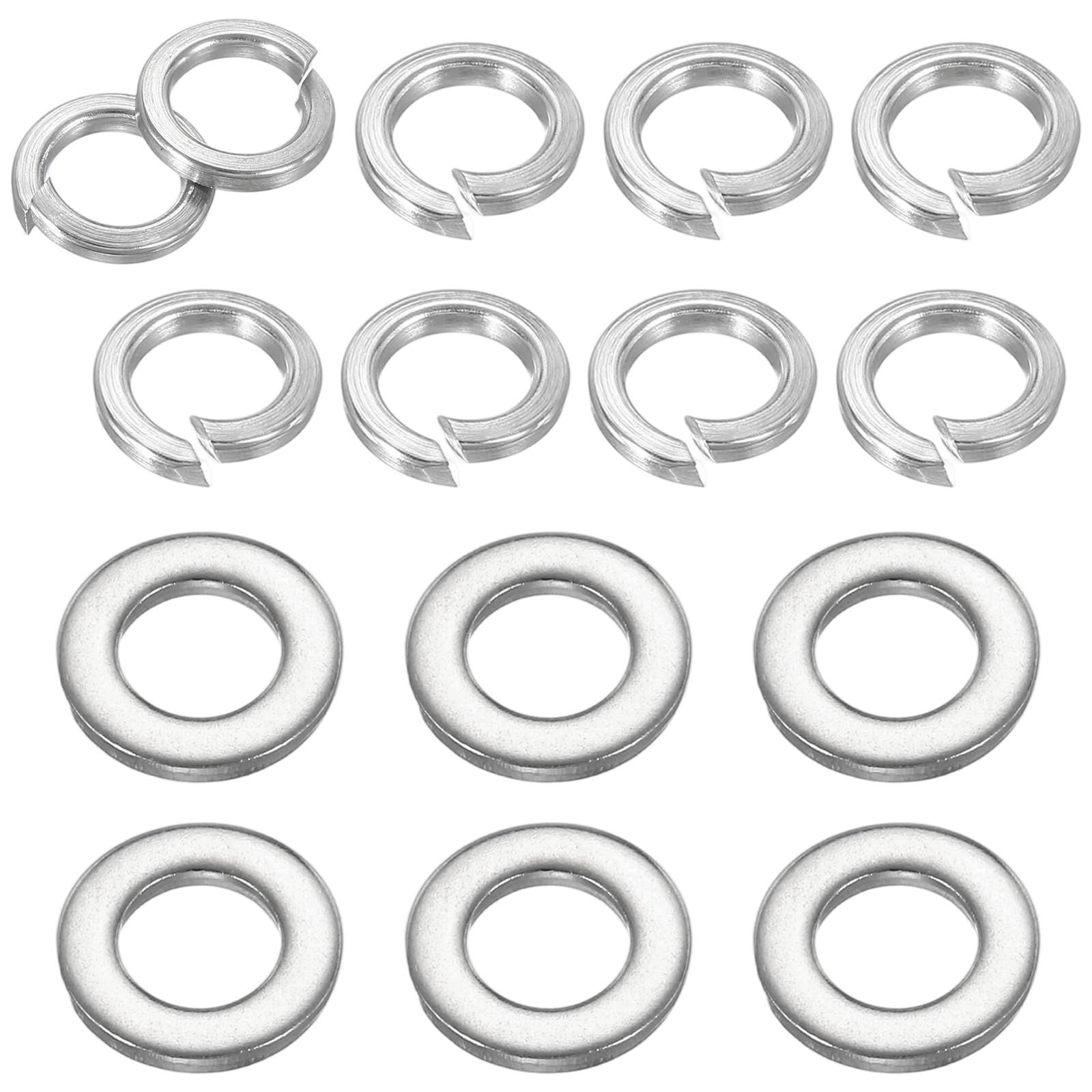PATIKIL 100pcs M12 Flat Washers, 100pcs M12 Lock Washers 304 Stainless Steel Split Lock Washer for Screws Bolts Nuts, Silver Tone