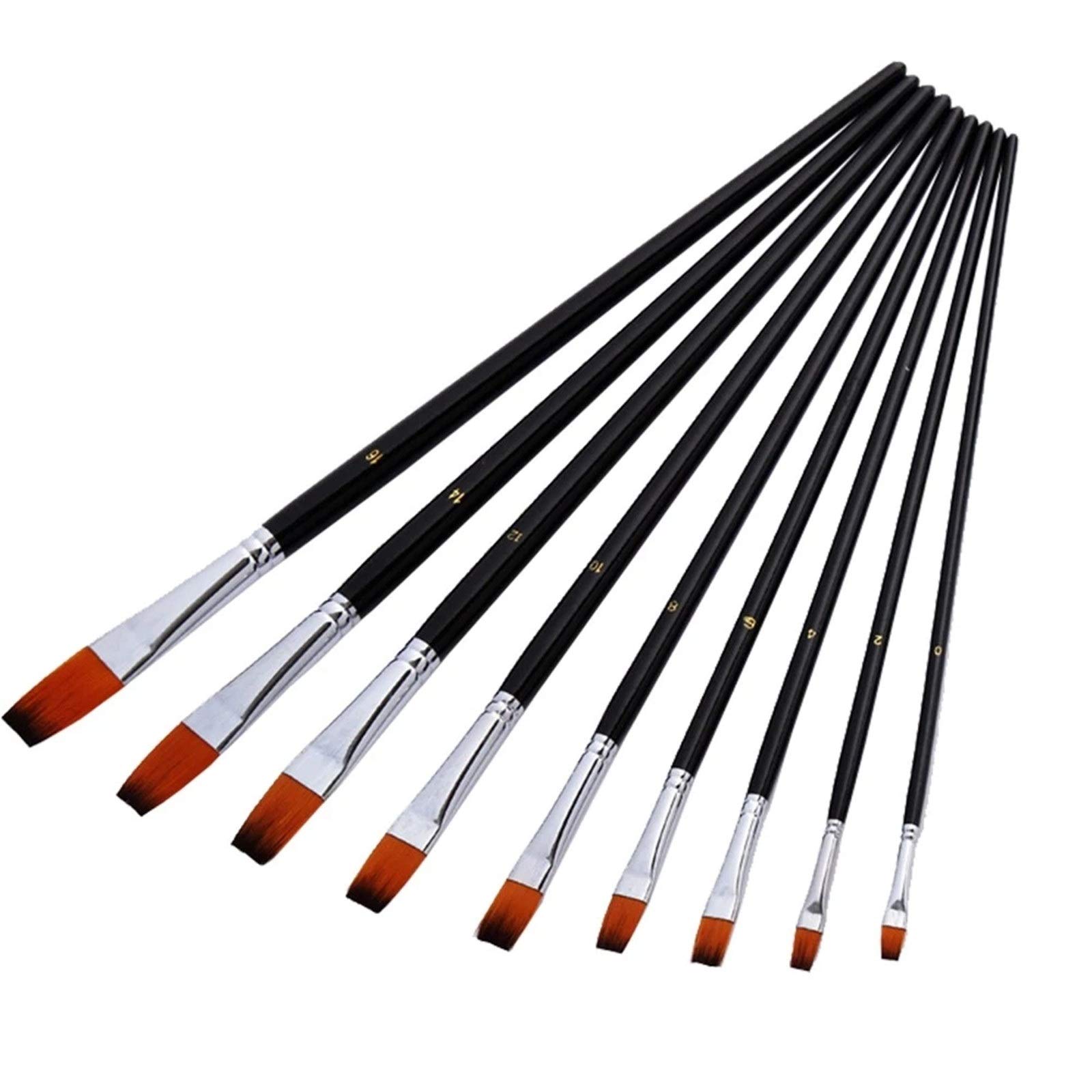 Set di Pennelli 9pcs dell'artista professionista pennelli Set nero lungo manico in legno di nylon dei capelli Pennello per Principianti e Professionisti(Type 2)
