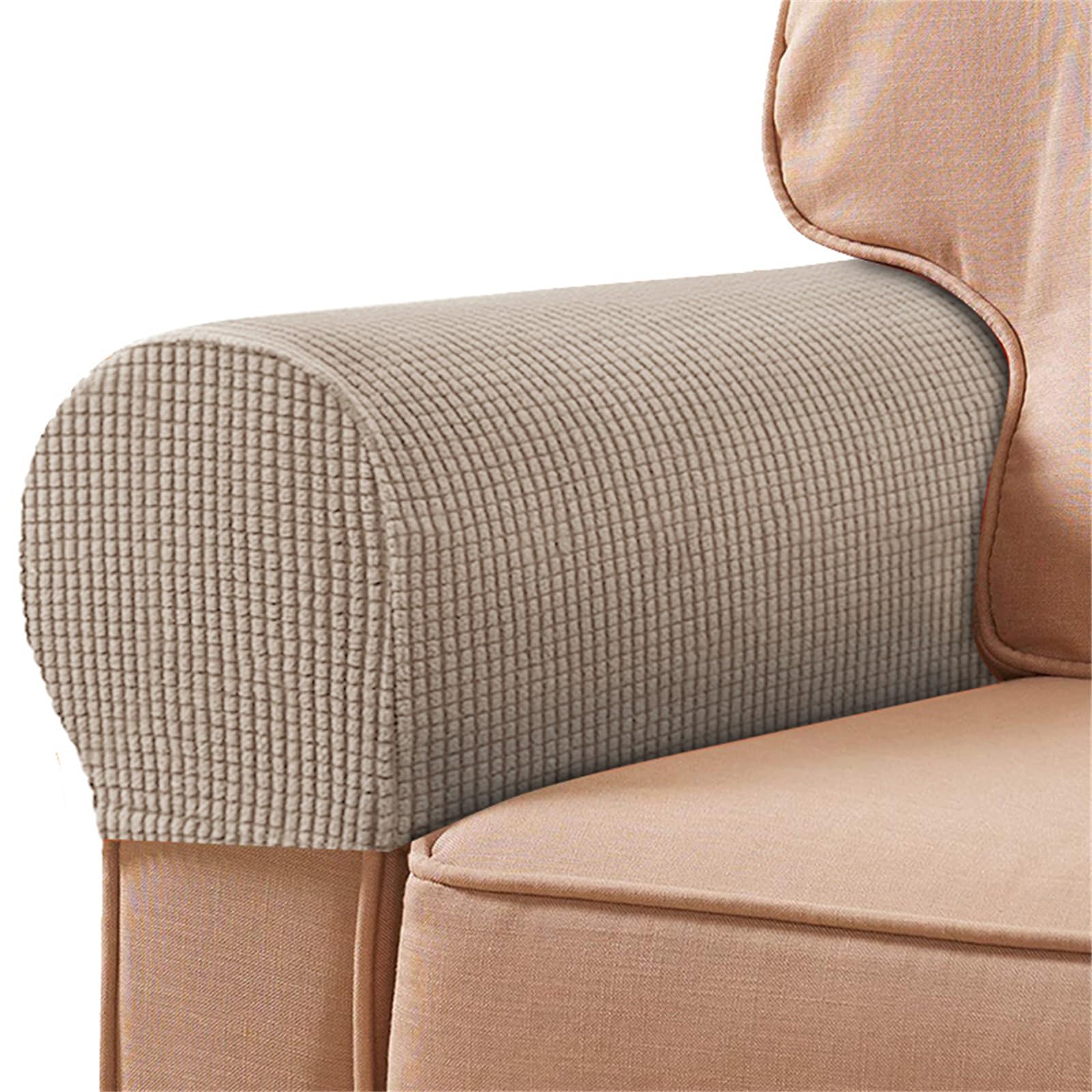 Morbuy Set of 2 Stretch Armchair Covers for Arms, Spandex Armrest Covers Anti-Slip Sofa Arm Covers Chair Arm Covers Protectors Sofa Arm Caps Slipcovers (Sand)