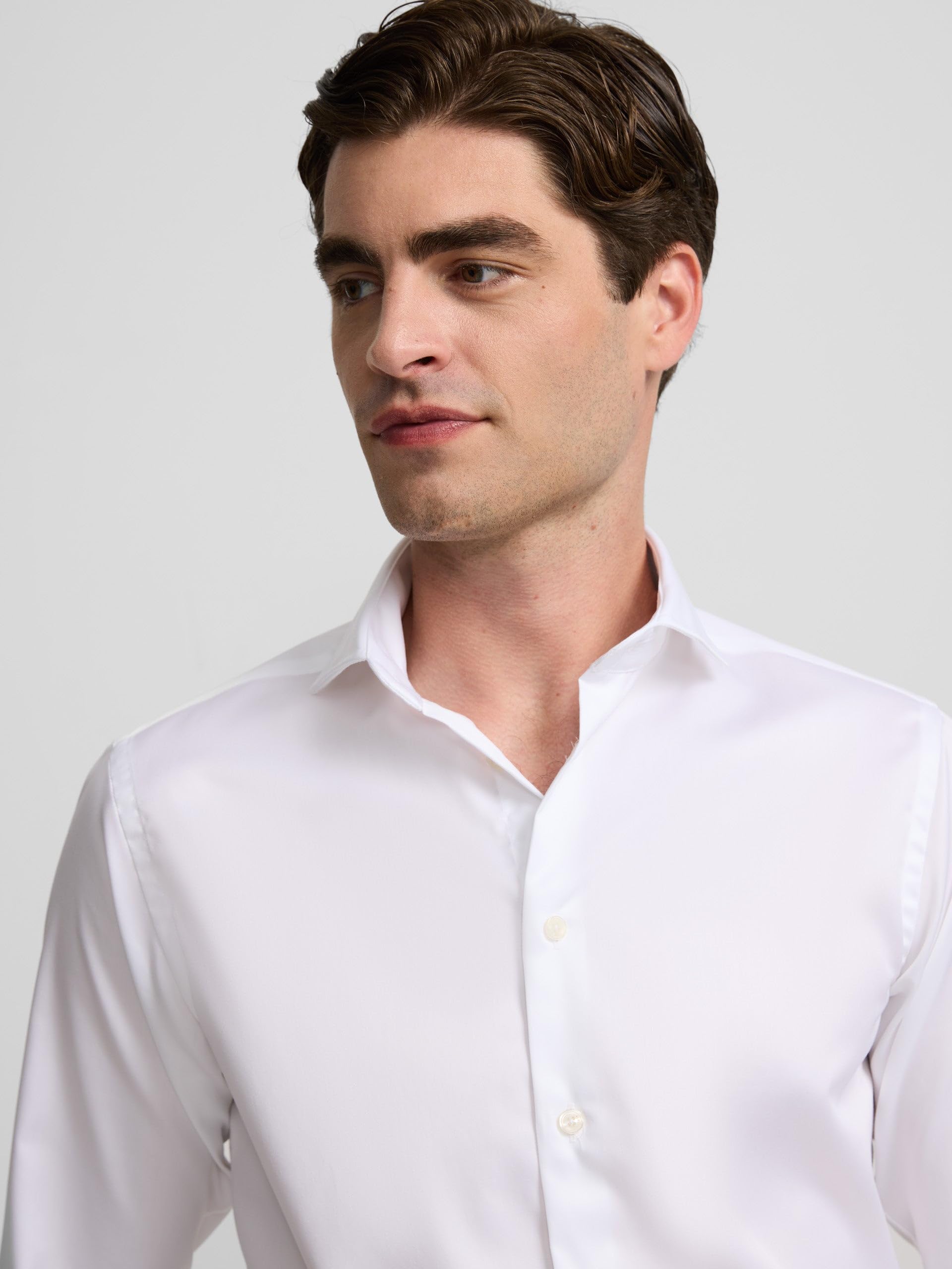 SILBON Camisa Vestir Easy Iron Puño Doble Manga Larga para Hombre