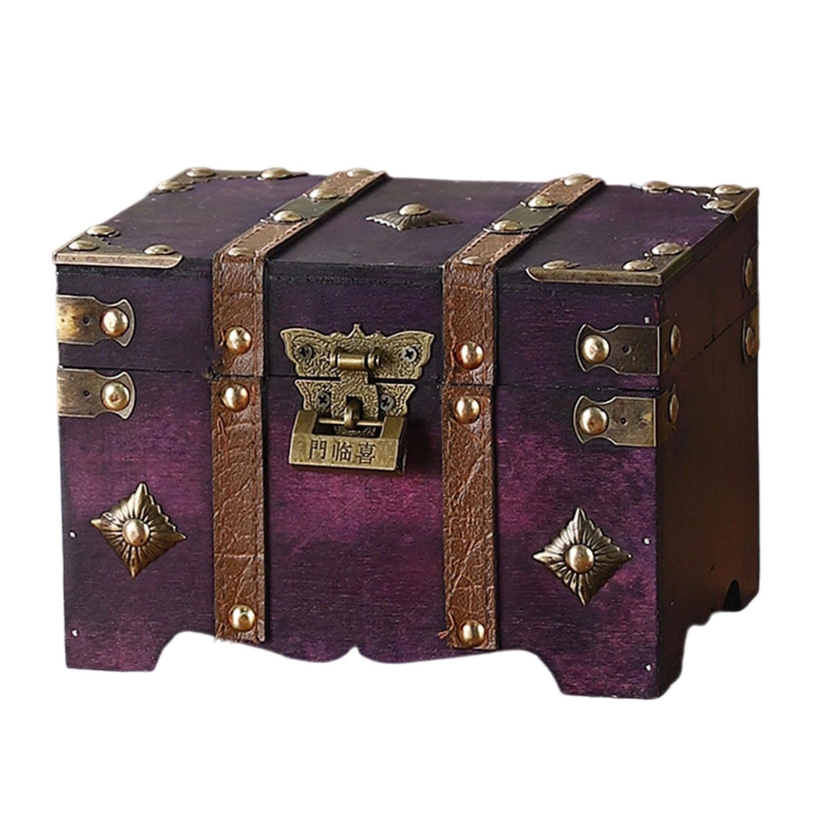 Xinsheinelry Antique Styles Locking Storage Box with Secure Combination Code Large Capacity Wooden Chest for Jewelry Collectibles Antique Styles Security Trunk