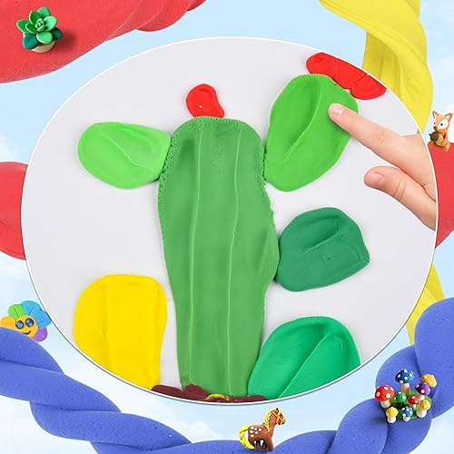 Miniatura 2 de Kit de arcilla seca al aire ultra ligera de 36 colores con tabla de prensado, herramientas de plástico de arcilla, con libro guía para niños y niñas