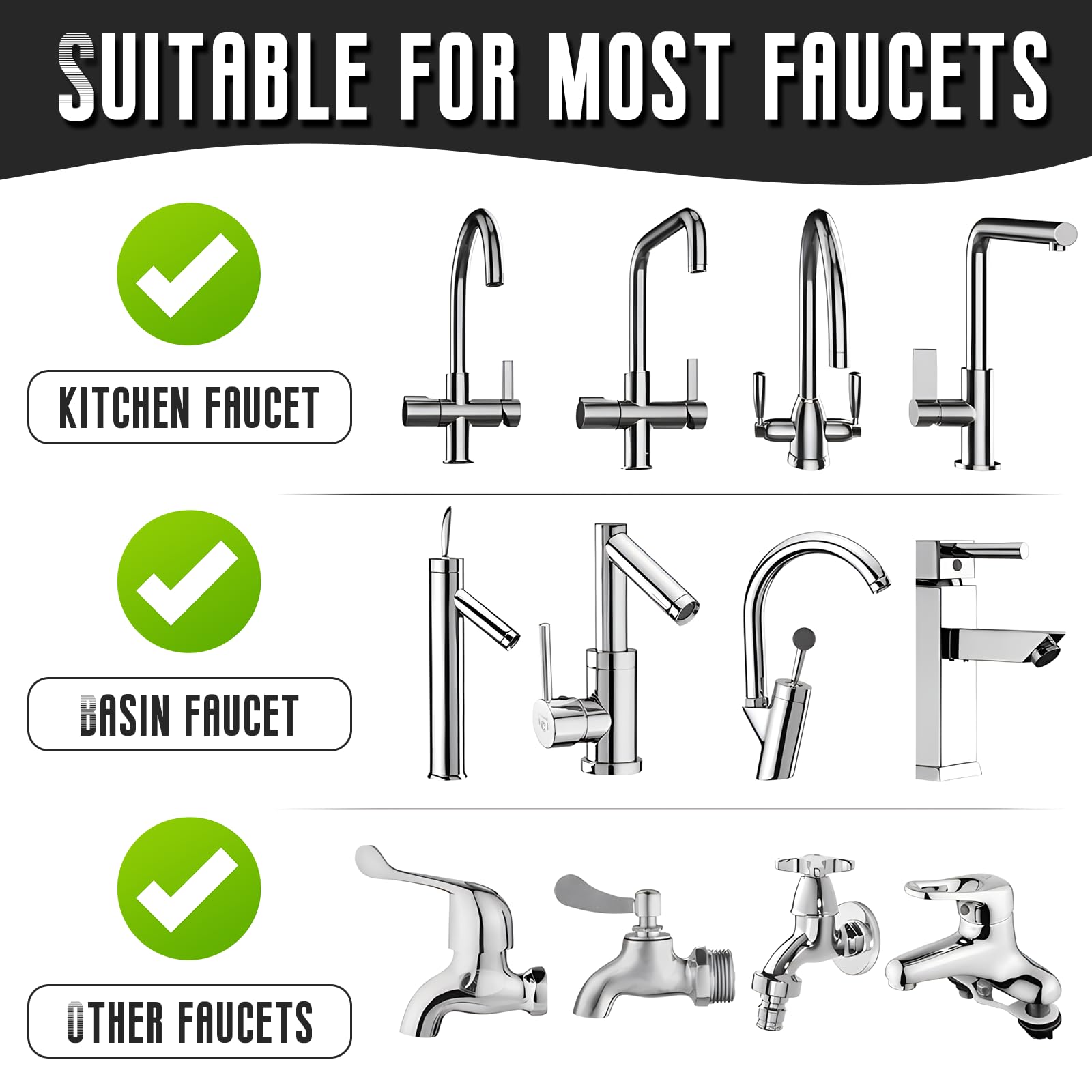 Wohlstand 2 piezas Extensor de Aireador de Grifo de Fregadero 360, Aireador de Extensión del Grifo, Pulverizador de Grifo Flexible 360, para la mayoría de los grifos de cocina y baño (2 modos)