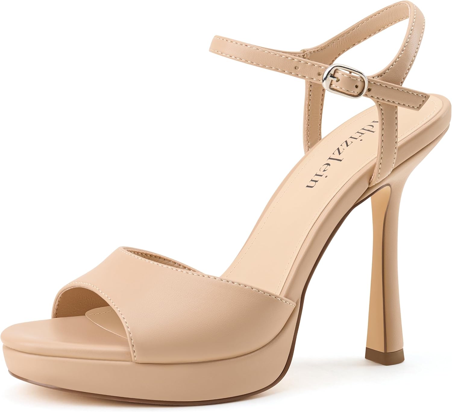 Adrizzlein Platform Heels for Women Stiletto Open Toe High Heels Strappy Heeled Sandals with Ankle Strap Sexy Comfort Dress Wedding Shoes