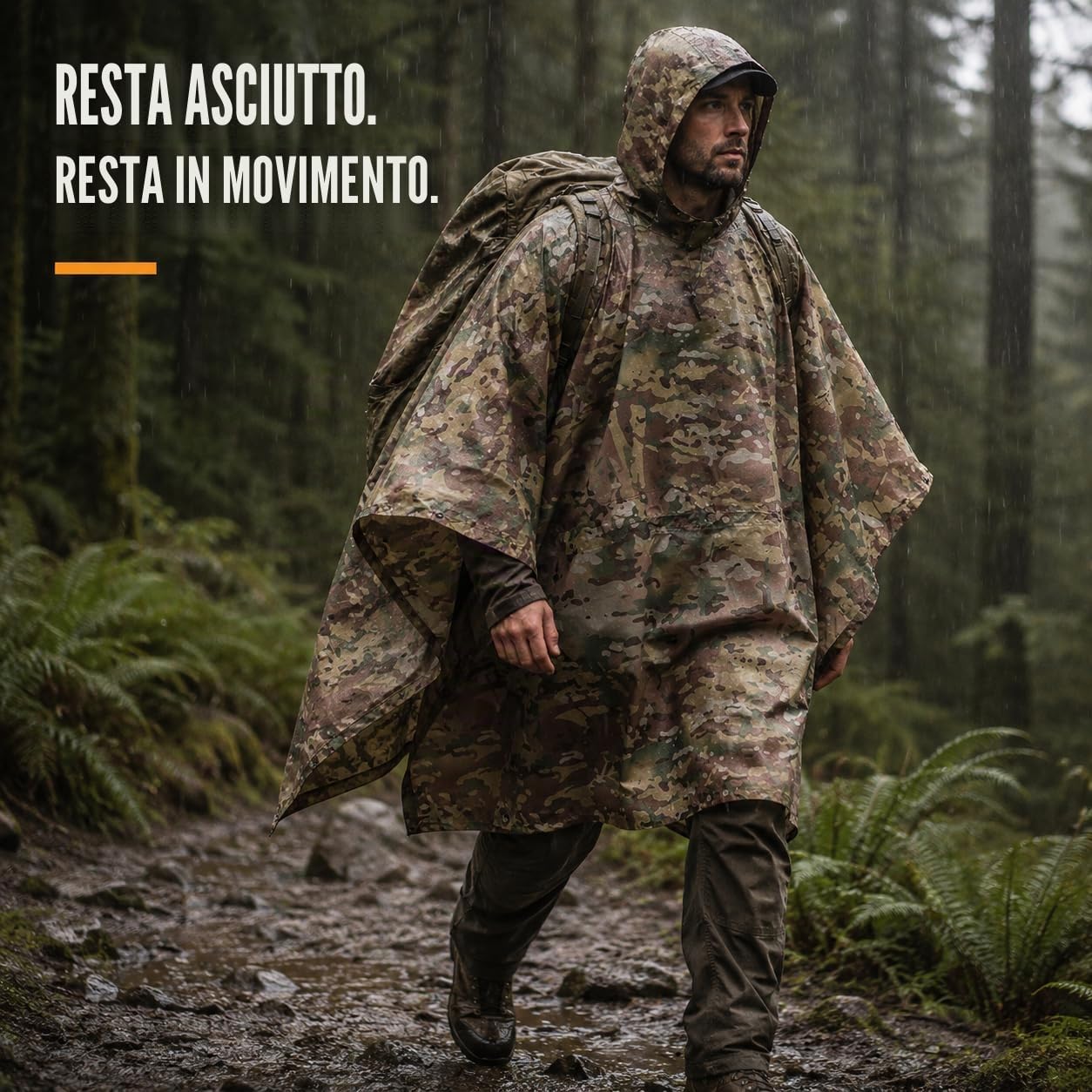 USGI Industries, Poncho antipioggia mimetico antistrappo multiuso stile militare