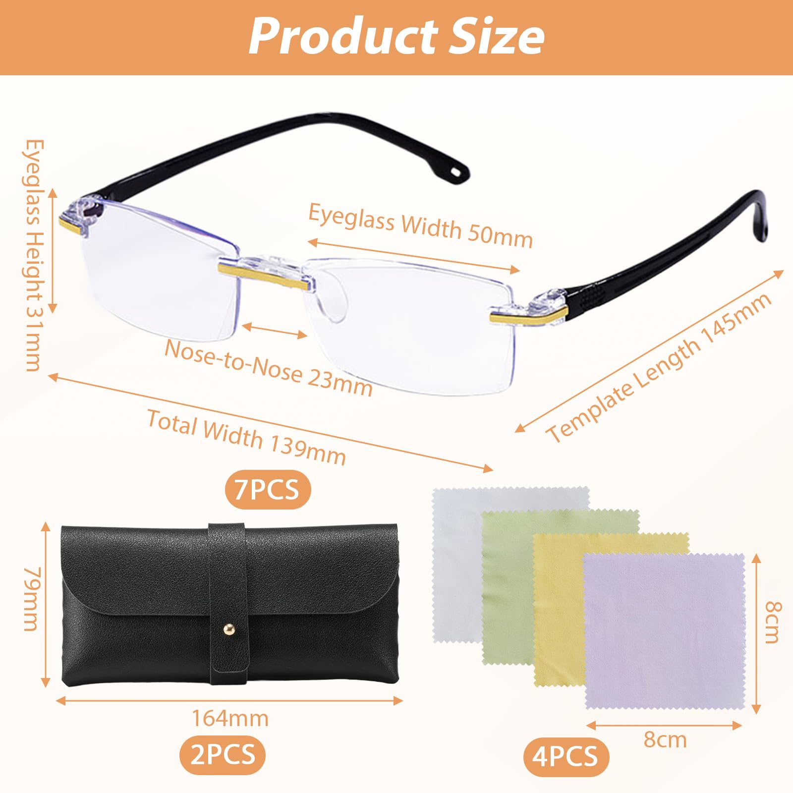 Eniyou 7 PCS Gafas Autograduables Inteligentes Gafas Presbicia Progresivas Hombre Inteligentes Lectura Hombre Luz Azul Reading Glasses Ajuste Automático de Enfoque de Cerca Lejos Anti-Luz Azul — view 6