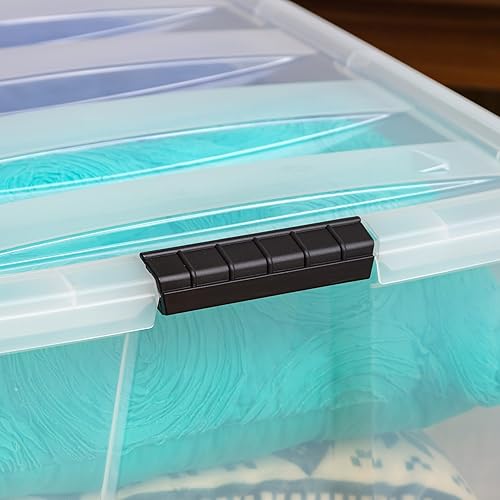 Miniatura 7 de IRIS USA - Contenedores de almacenamiento de plástico apilables de 94 cuartos de galón con tapas, paquete de 4 unidades, sin BPA, fabricados en