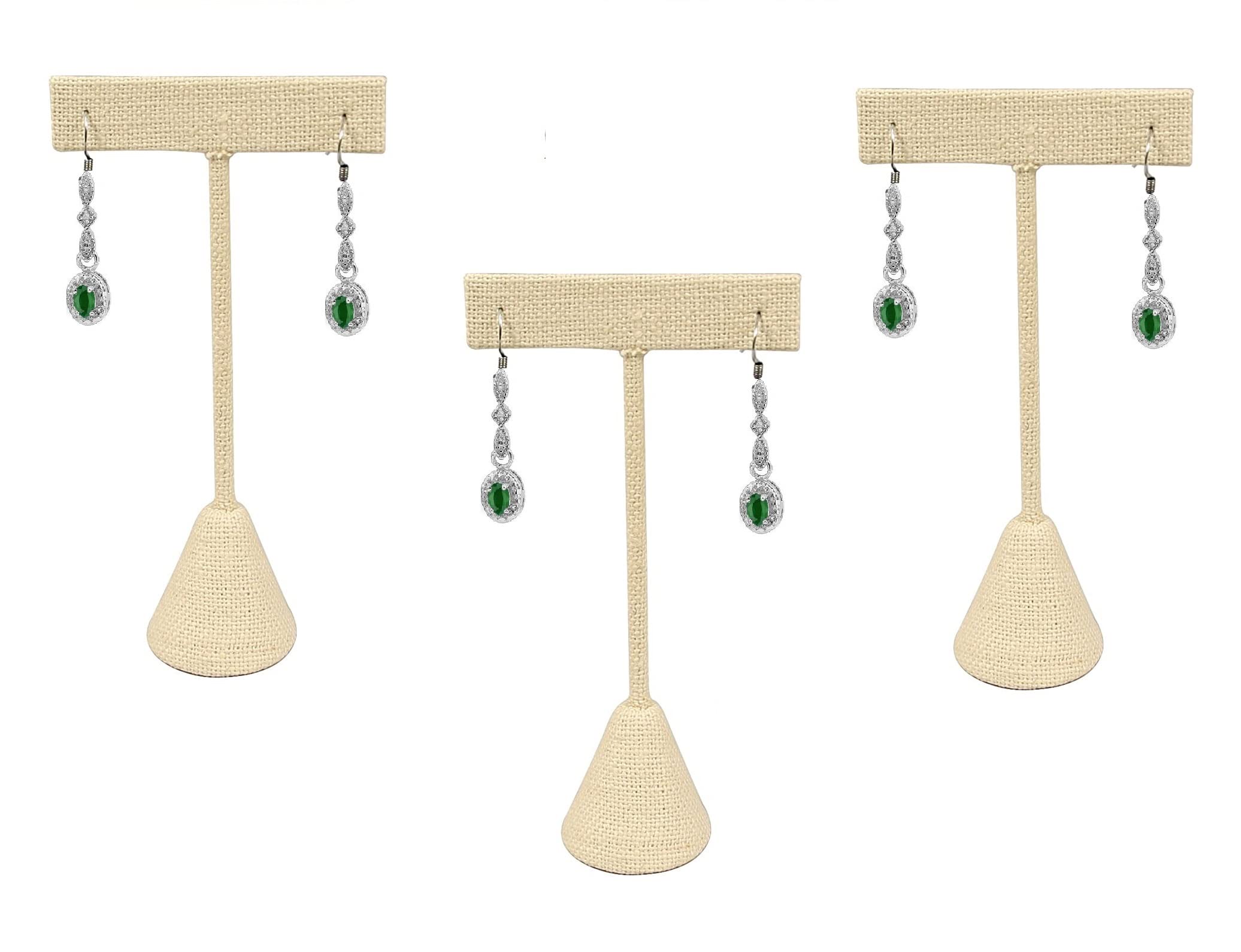 RJ Displays 3 Beige Linen Earring T Stand Showcase Displays 4.75