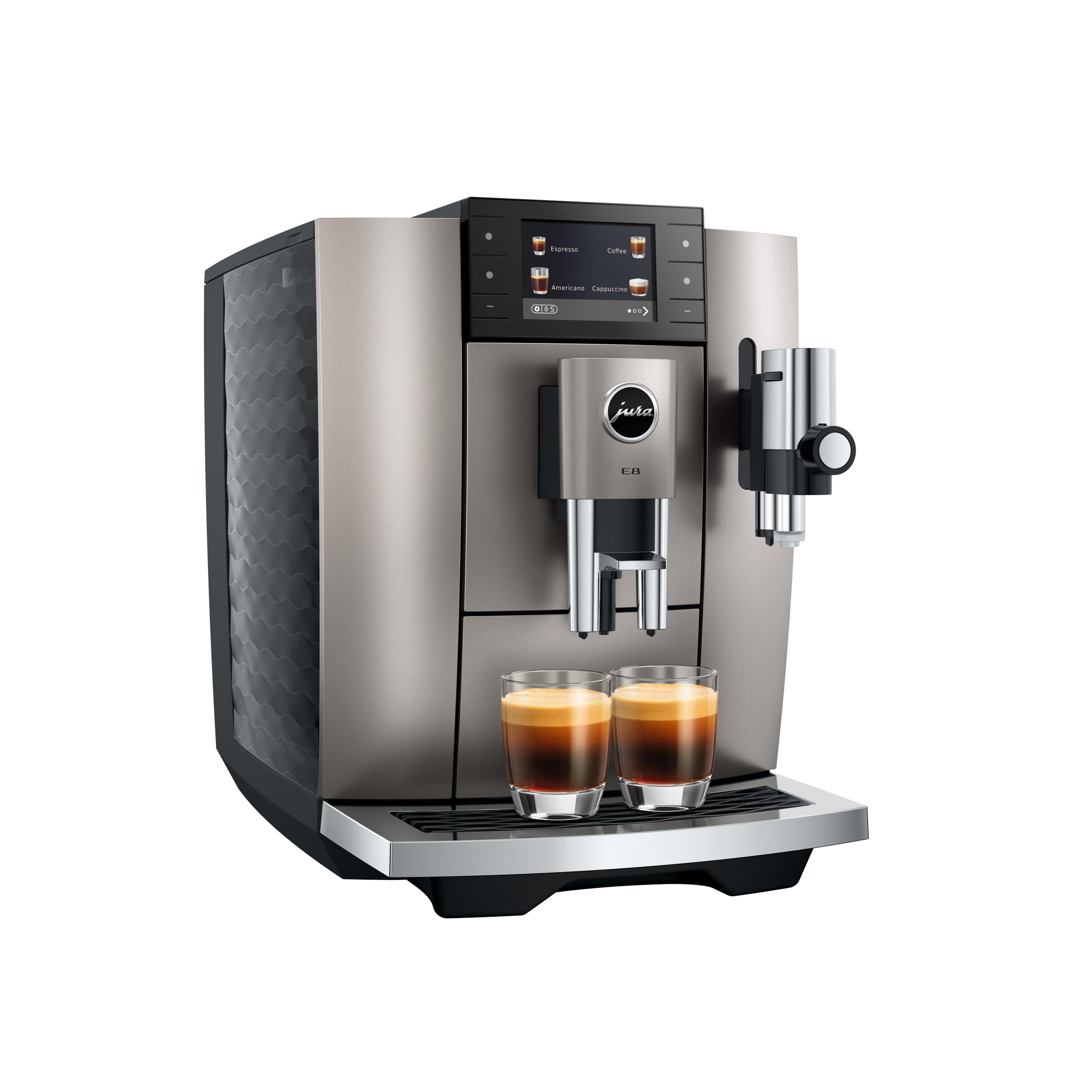 Jura - E8 Midnight Silver (ED) - Macchina da Caffè Automatica con 27 Specialità, Light Brew e Sweet Foam