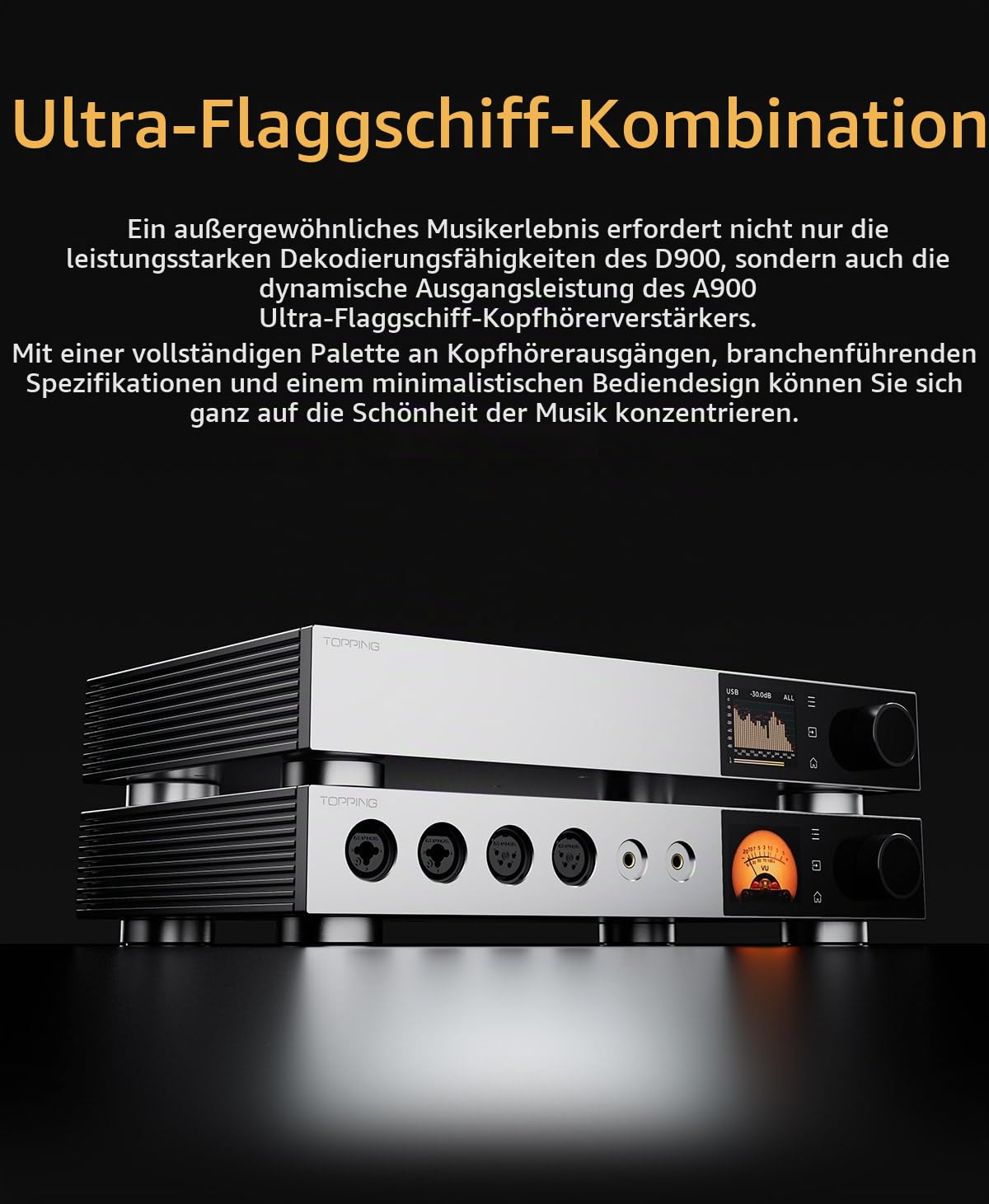 TOPPING D900 Hi-Res DAC Vorverstärker - Selbstentwickeltes PSRM-Modul BT 5.1 Unterstützung LDAC 10 Band PEQ Aurora UI mit Fernsteuerung (Silber)