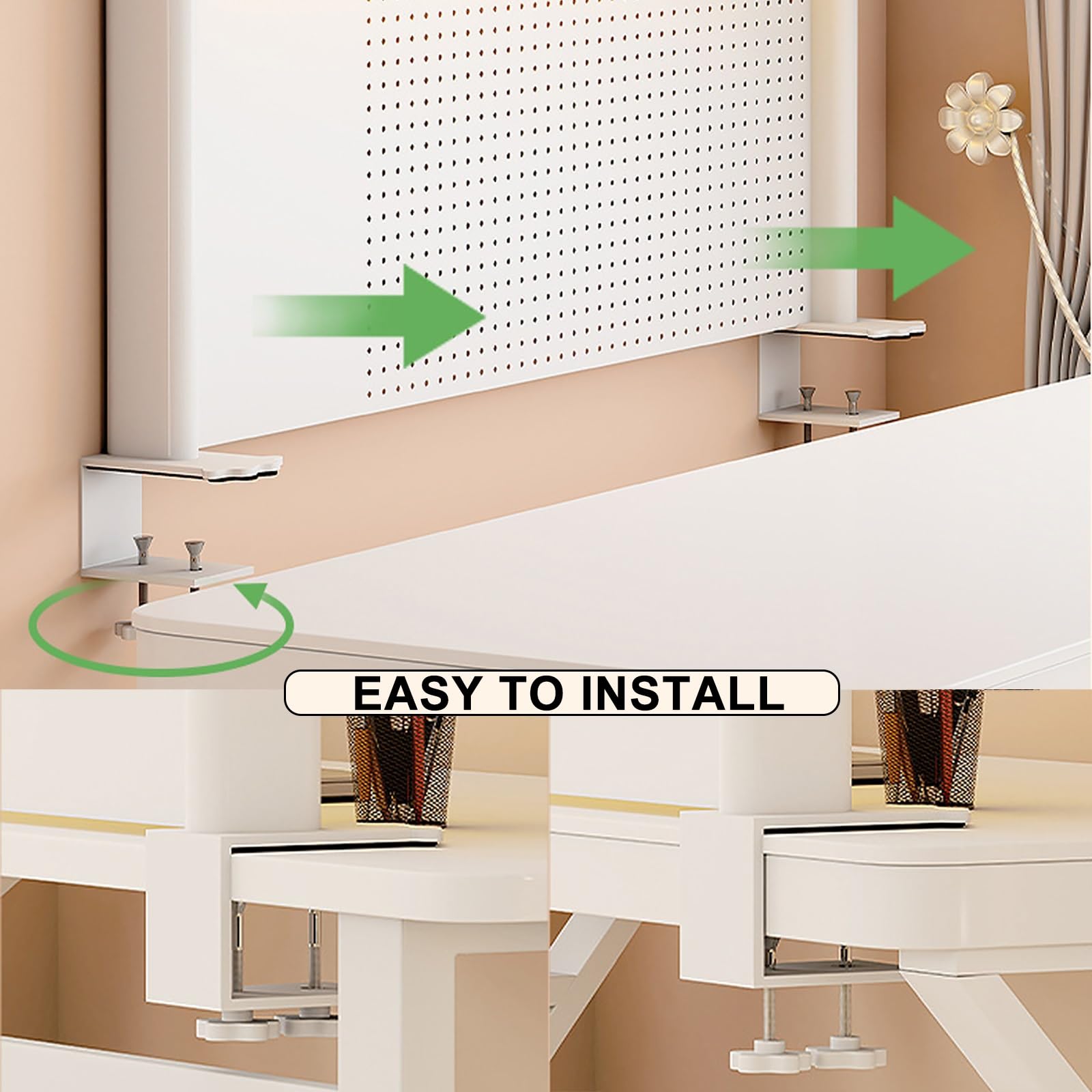 Mensola da Scrivania Workstation con Pannello Forato Estensibile da Scrivania, Scaffale da Scrivania con Morsetto Sopra, Pannello con Picchetti Magnetici in Metallo con 20 Accessori ( Size : 100*95cm/