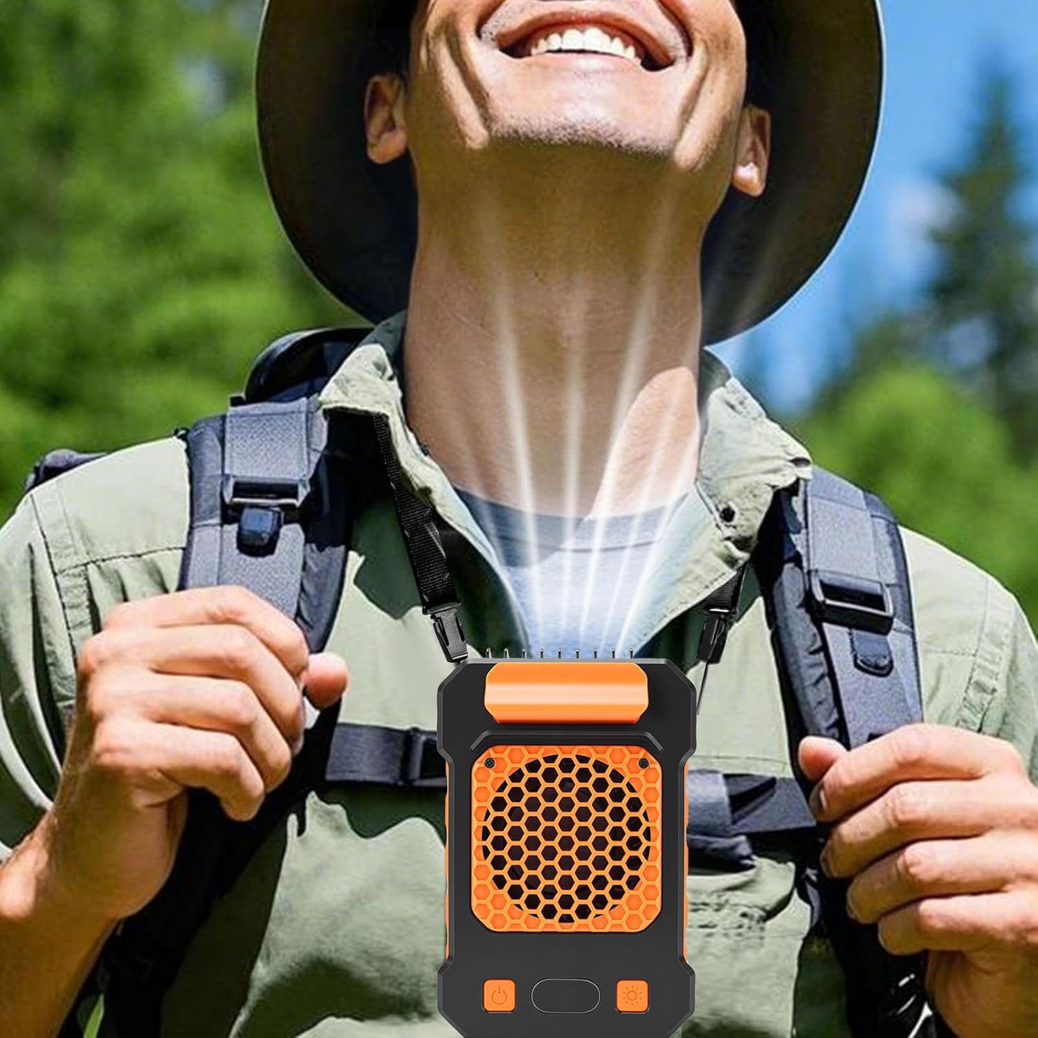 Keenso Waist Fan, Portable Hanging Neck Fan, 10000mAh Rechargeable Battery Powered Wearable with USB Power Bank Function, for Outdoor Camping Cycling Fishing Construction Kitchen