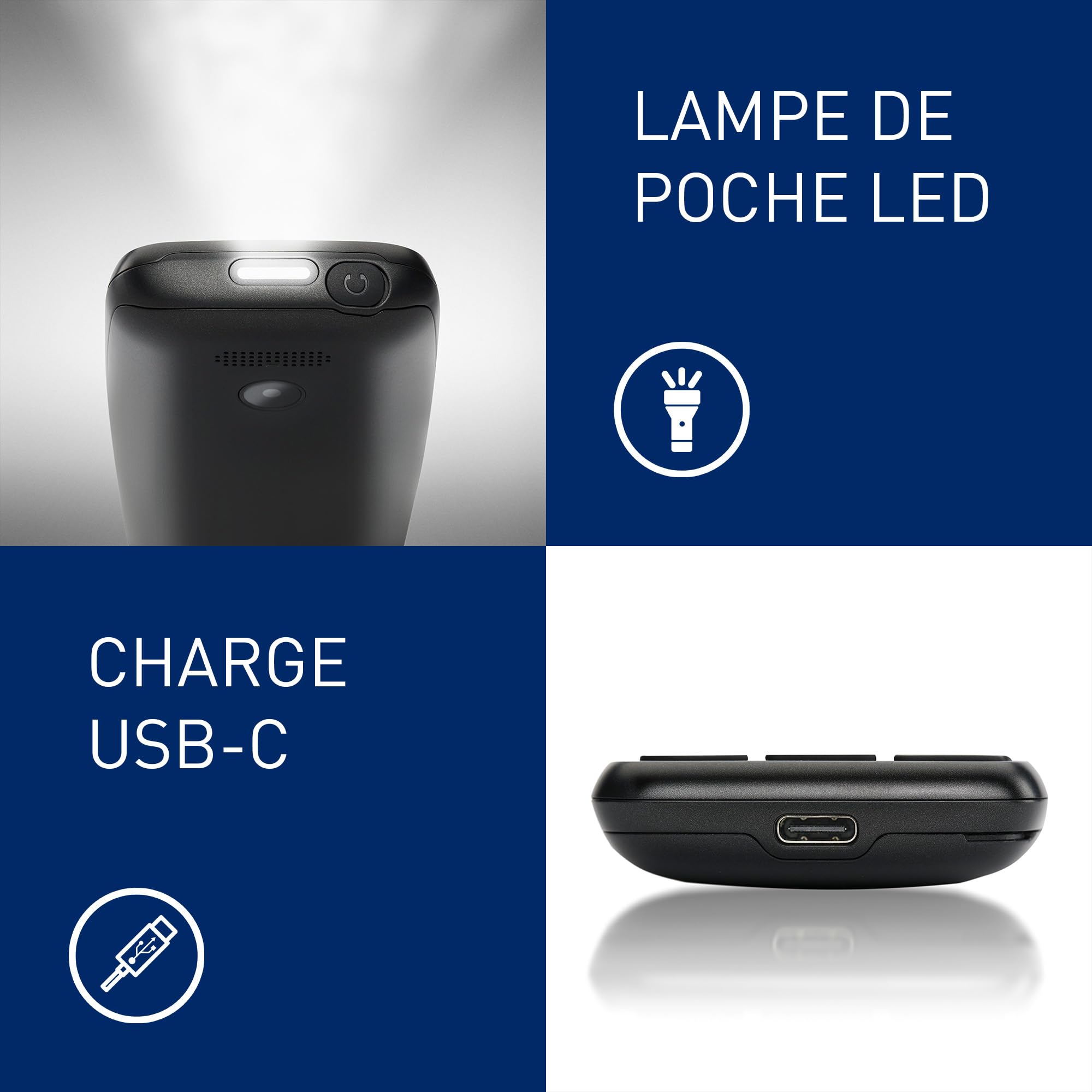 Panasonic KX-TF400EXB Téléphone à Touches 4G Facile à Utiliser, Volte, autonomie fiable Jusqu’à 280 Heures en Mode Veille, Charge USB-C, écran de 2,4 Pouces, Bluetooth, résistance à l’Eau IP44, Noir
