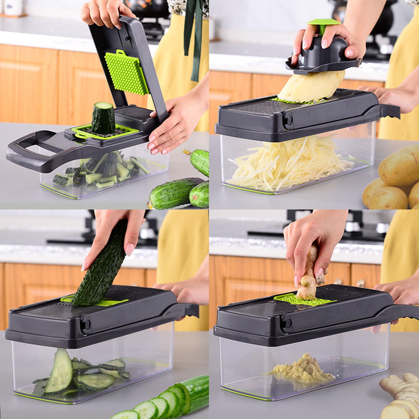 Mandolina de Cocina 15 in 1 Multifuncional Profesional Cortador de Verdura Picador de Verduras Manual Cortadora Manual Para Cortar Verduras en La Cocina