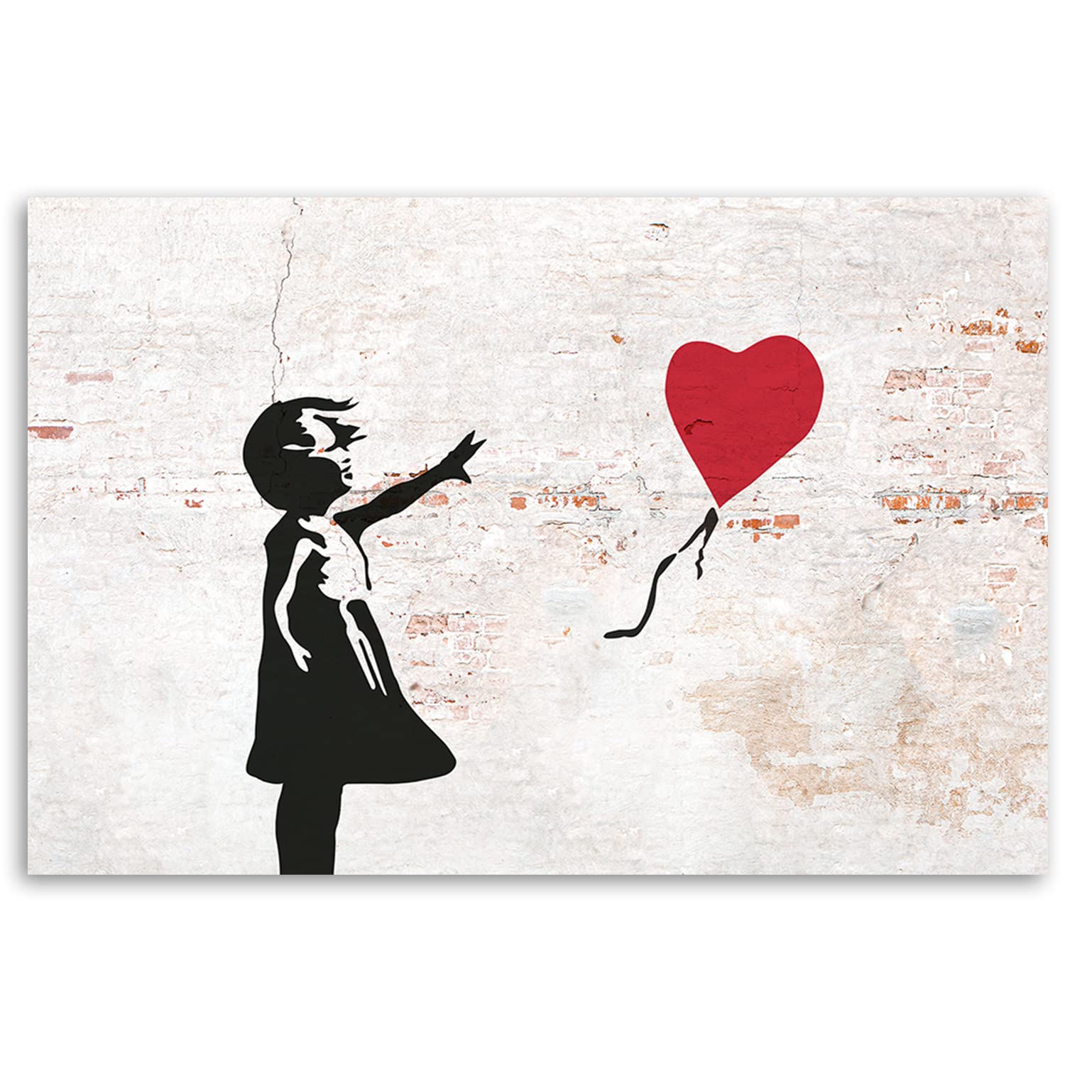 Feeby Bilder 120x80 cm Banksy Mädchen mit Luftballon 1 tlg Modern Wandbilder Leinwandbilder Bild auf Leinwand Kunstdruck Wand Bild Wanddeko Design Schlafzimmer Büro Wohnzimmer Street art mehrfarbig