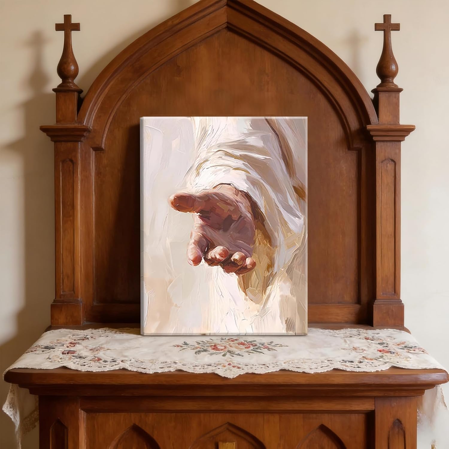 Jesus Reach Hand Canvas Wall Art Christian The Hand of God Painting Picture Wall Decor Religious Bible Pictures Poster Print Artwork for Church Prayer Room Living Room Home Decoration
