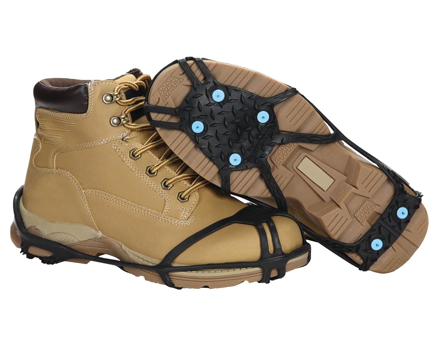 Due North Light Industrial Footwear Traction Aids, Tungsten Carbide Ice Cleat Spikes, Lightweight Full-Foot, Rubber, Unisex, S/M, V3550170-S/M