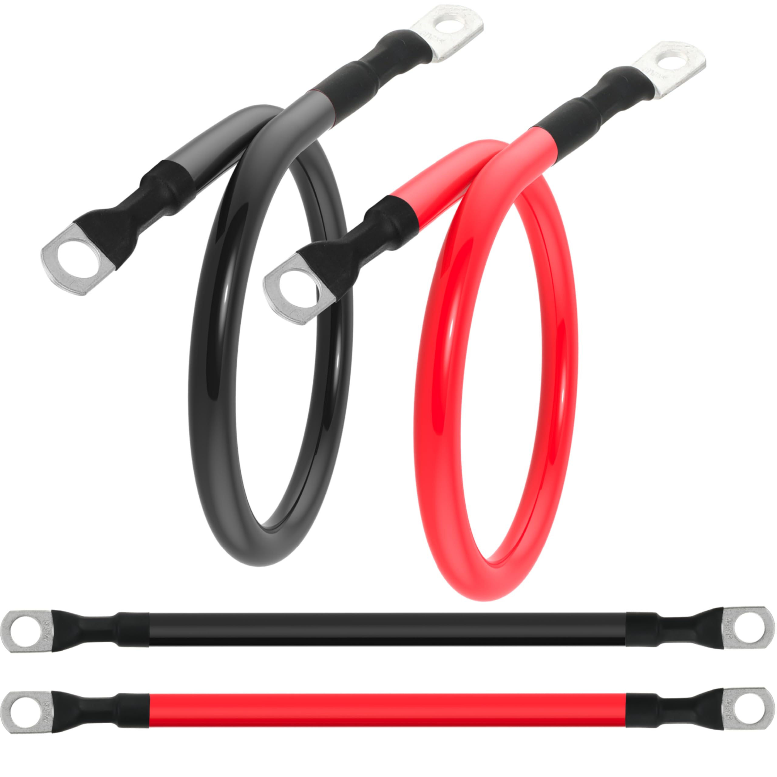TUELETFU 4 AWG Battery Cable 4 Gauge Battery Cables 4AWG Battery Power Inverter Wires Cables with 3/8 inch Lugs for Solar Systems, RVs, Campers,