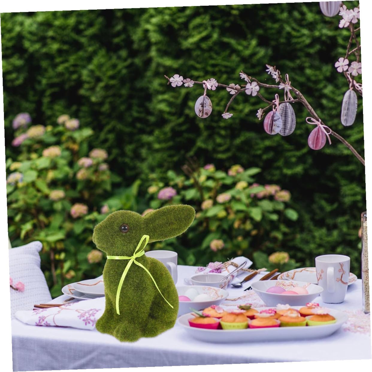 Holibanna Set 4 Conigli Pasquali Decorativi in Schiuma Aspetto Realistico, Verde, per Decorazioni da Tavolo e Giardino, Artigianato Creativo e Allegro