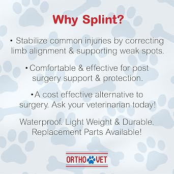 Standard Rear Splint for Dogs with Injuries, Arthritis, Fractures or Sprains, Durable & Lightweight Rear Splints for Rehability Treatment & Post-Surgery Protection for Pets - XXS
