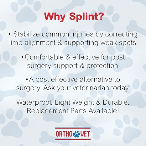 Standard Rear Splint for Dogs with Injuries, Arthritis, Fractures or Sprains, Durable & Lightweight Rear Splints for Rehability Treatment & Post-Surgery Protection for Pets - XXS