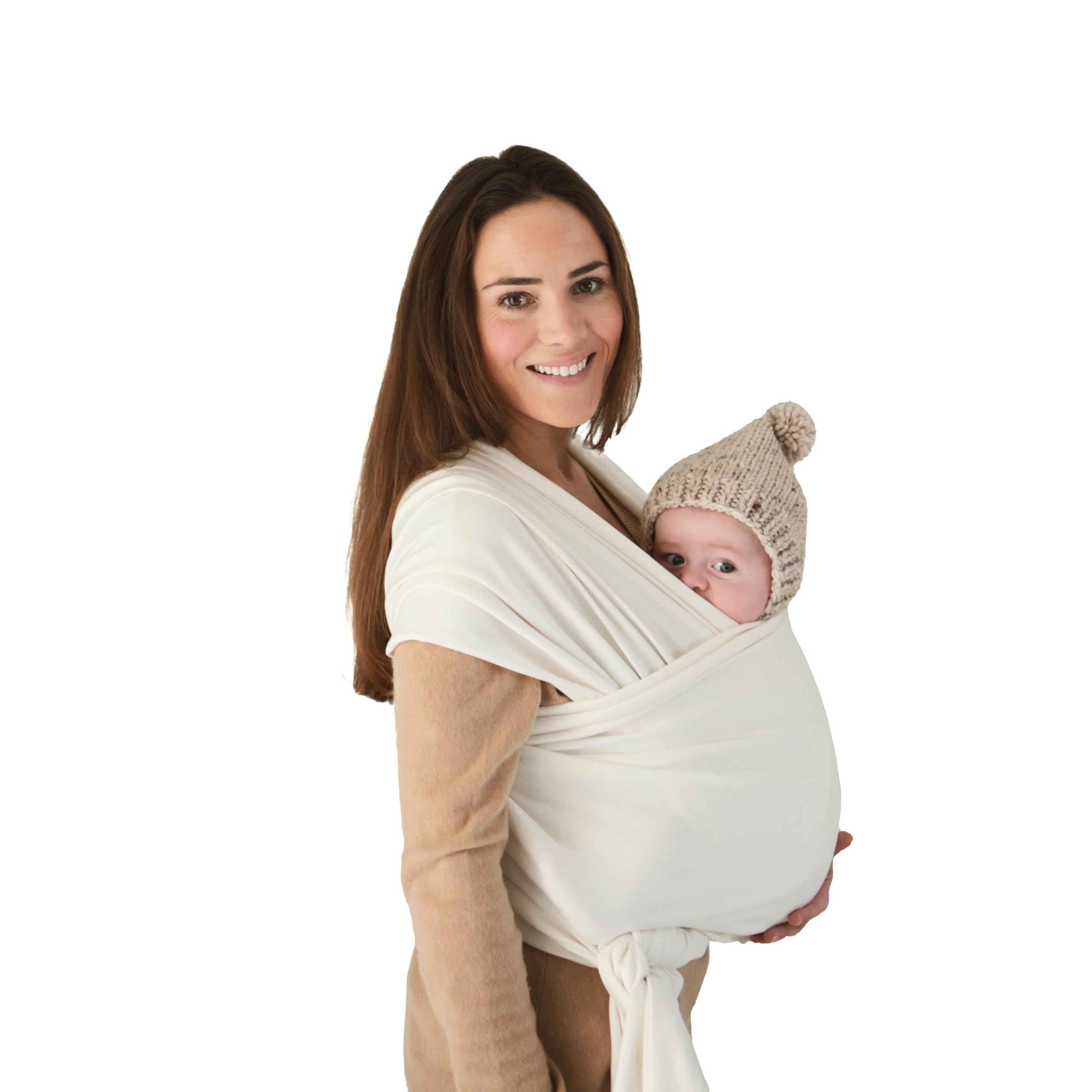 mushie Baby Wrap Carrier | Organic Cotton and Elastane | Infant Sling for Newborn and Babies 8-35 lbs (Ivory)