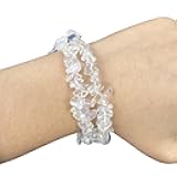 Bacatgem Synthetic Opalite Crystal Loose Gravel Gemstone Drilling Elastic Bracelet,Can Be Worn Separately Or Stacked,Can Be DIY