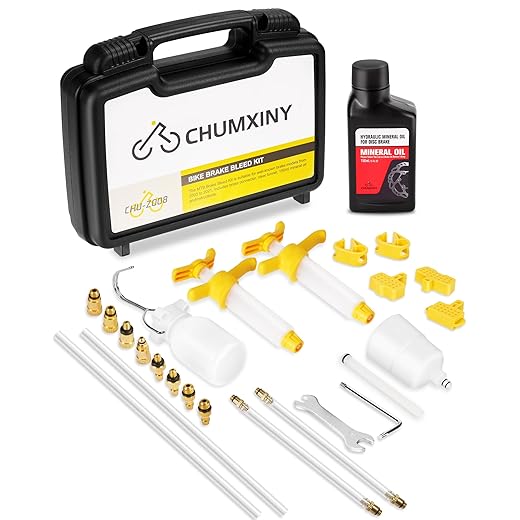Brake Bleed Kit for Shimano, TEKTRO, TRP Hydraulic Disc Brakes. Bicycle Hydraulic Brake Bleed Kit Includes Brass Connector, 150ML Mineral Oil Brake Fluid